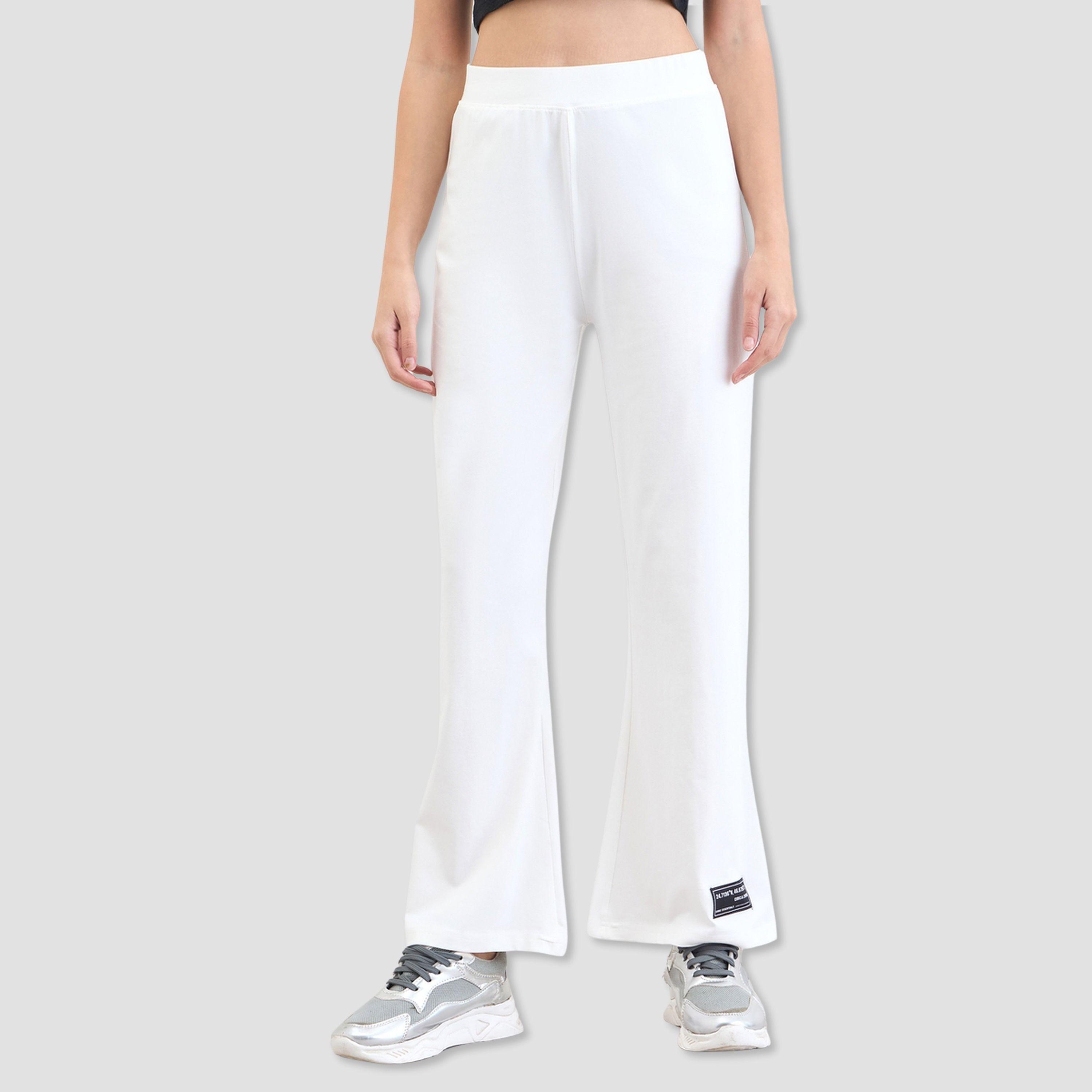 Styli White Flared Joggers with Patch Detail-women-clothing-bottoms-joggers-image-1