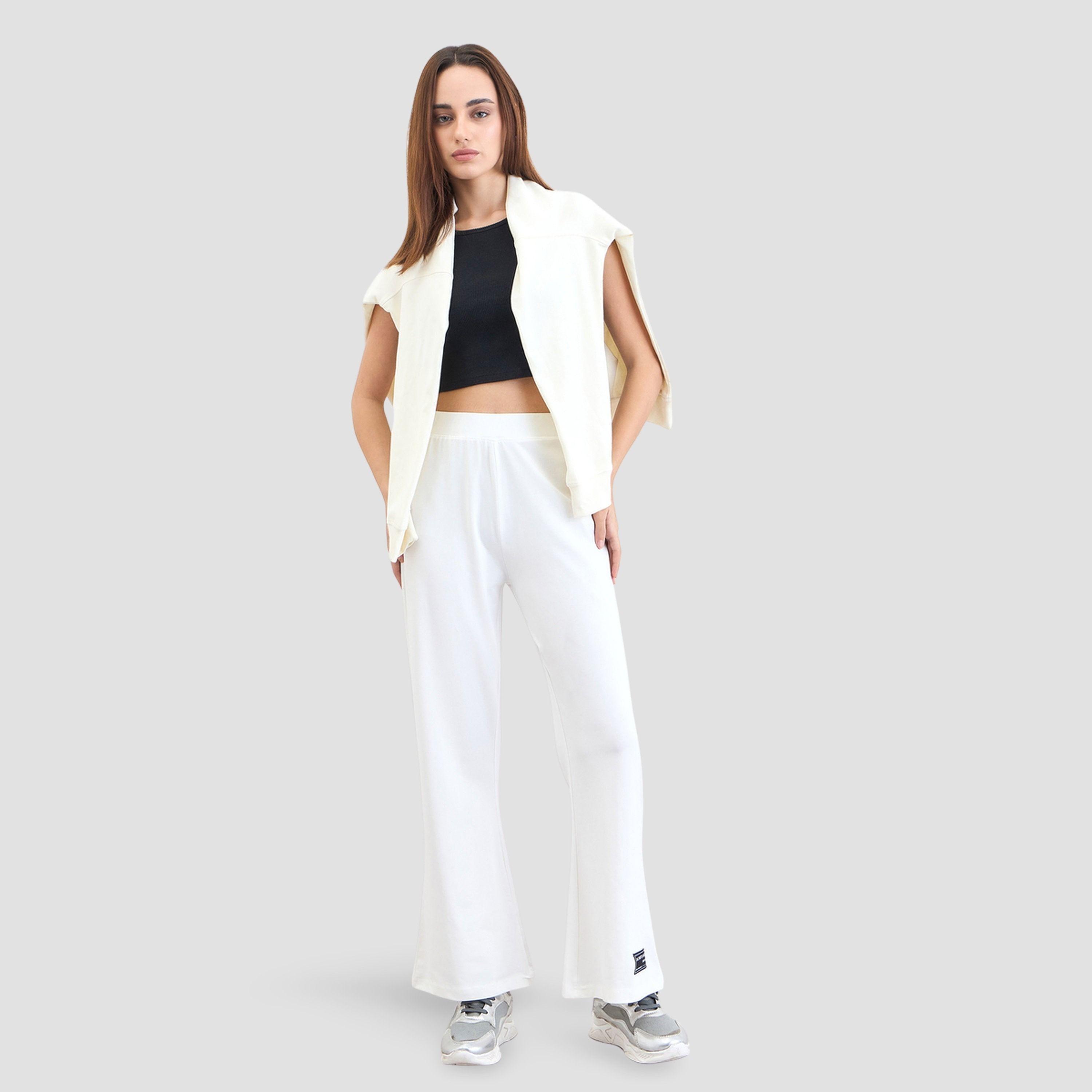 Styli White Flared Joggers with Patch Detail-women-clothing-bottoms-joggers-image-2