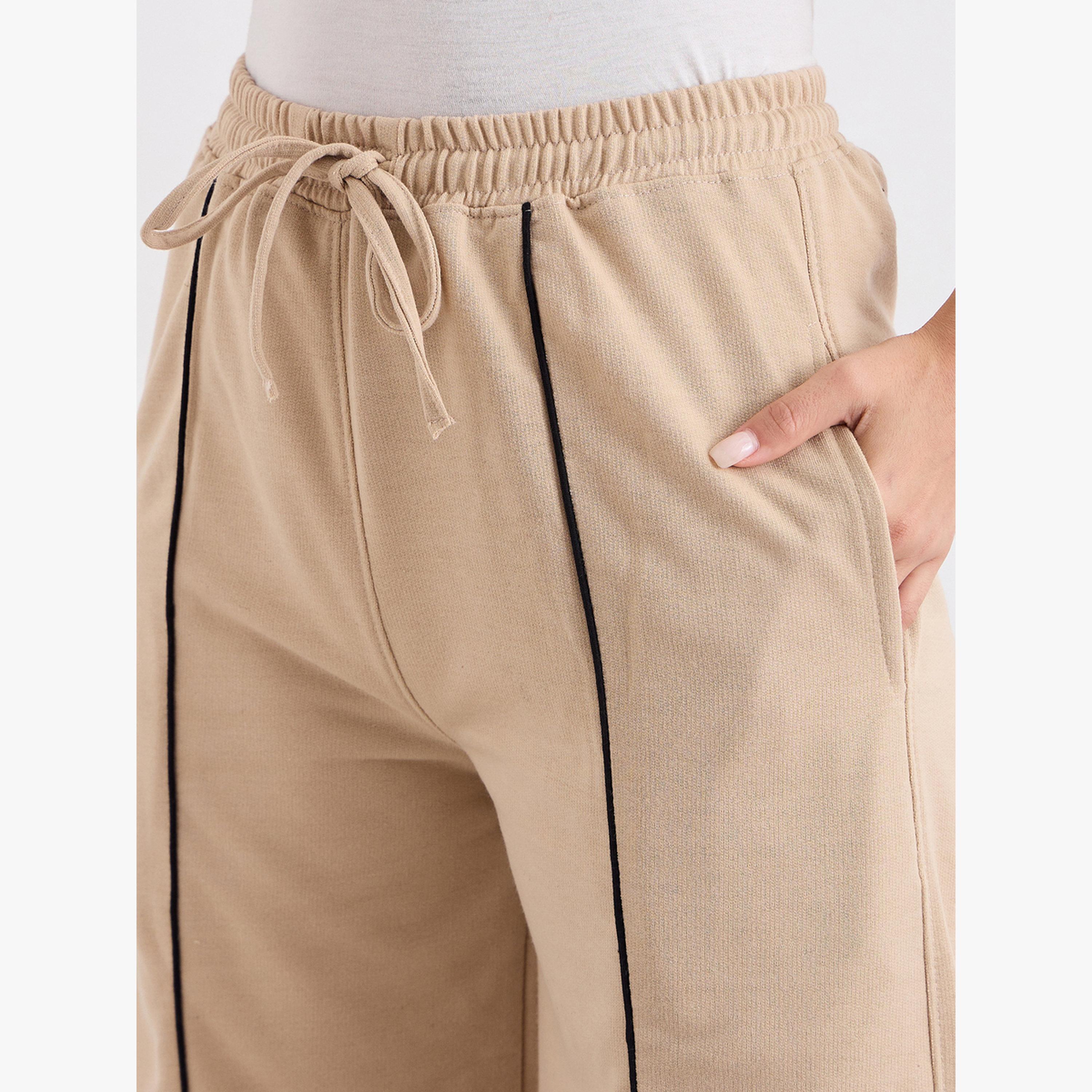 Styli Women Beige Wide Leg Joggers-women-clothing-bottoms-joggers-image-4