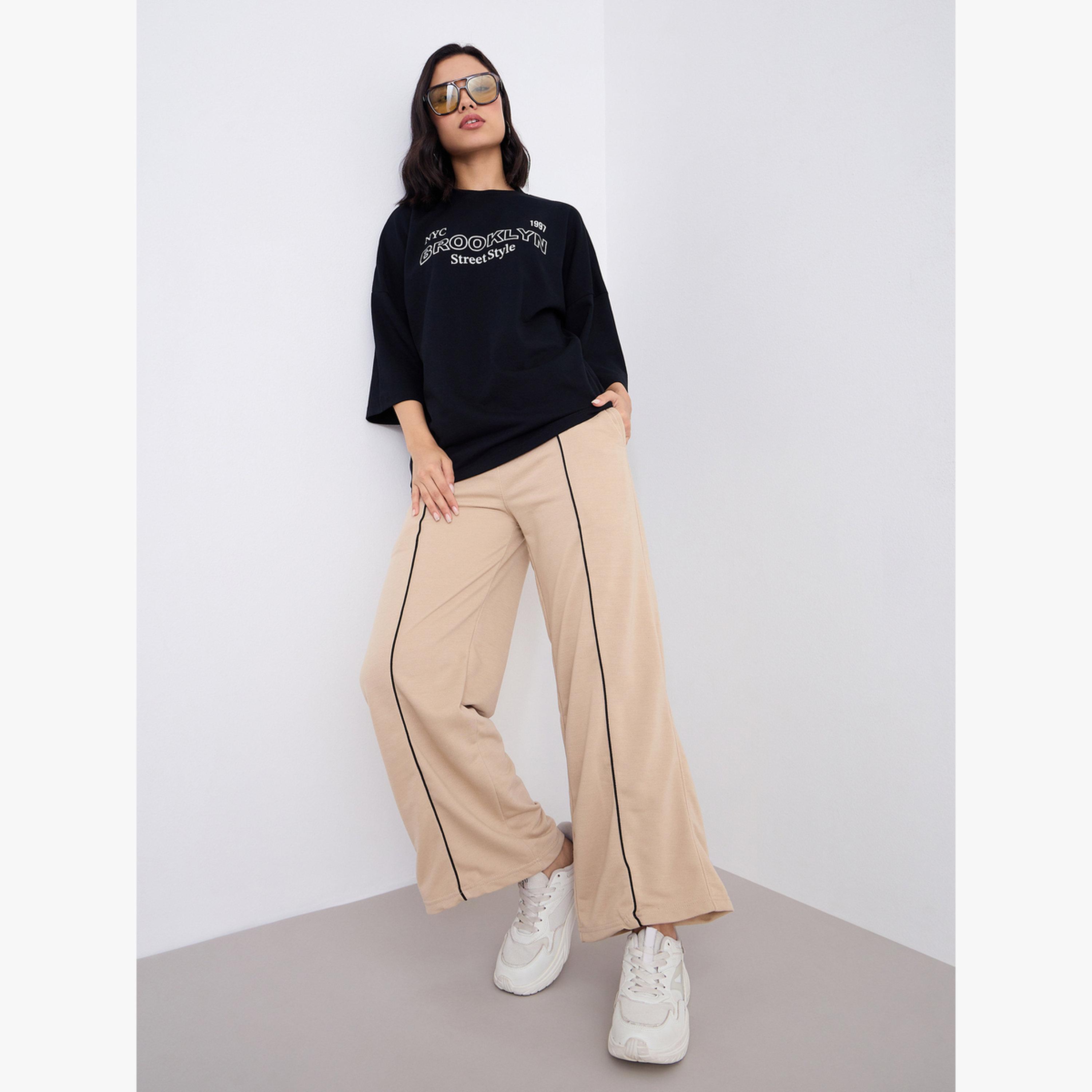 Styli Women Beige Wide Leg Joggers-women-clothing-bottoms-joggers-image-5