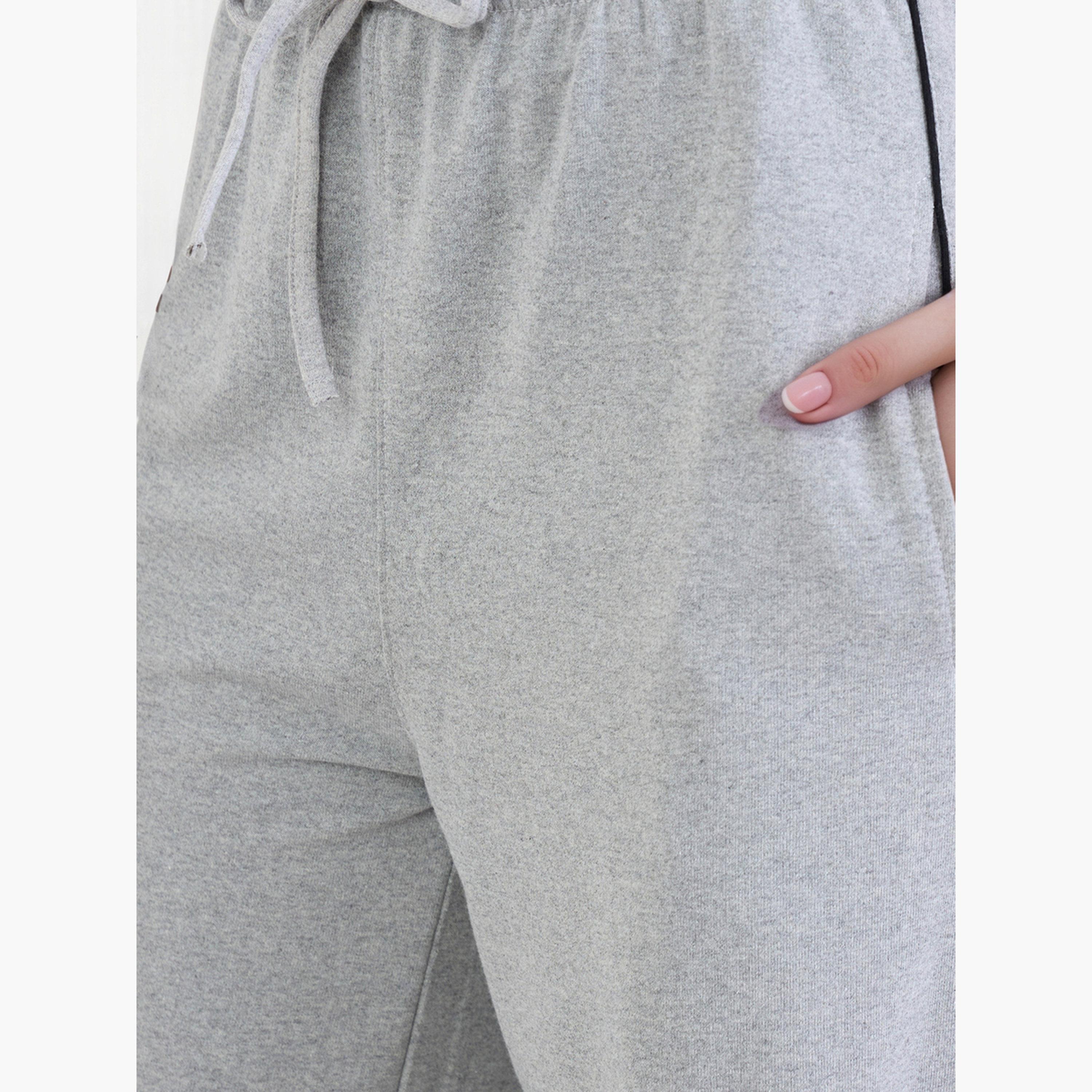 ستايلي - بنطال رياضي رمادي واسع الساق مع تفاصيل حواف-women-clothing-bottoms-joggers-image-3