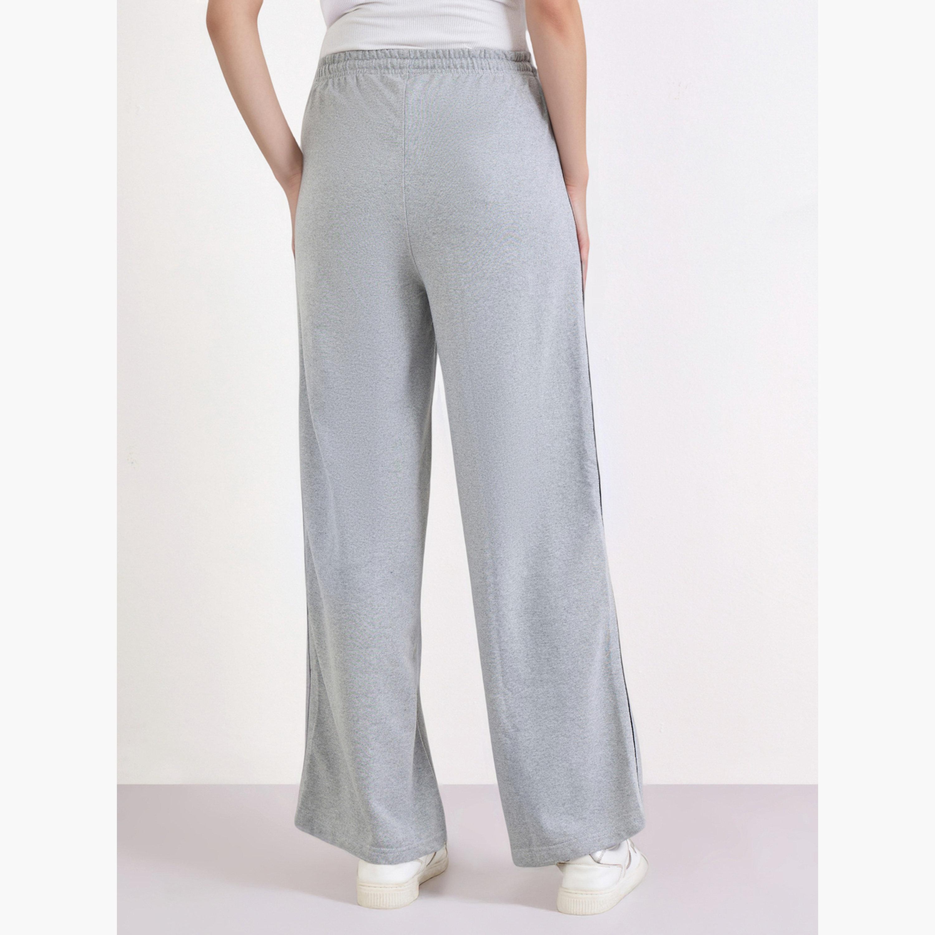 ستايلي - بنطال رياضي رمادي واسع الساق مع تفاصيل حواف-women-clothing-bottoms-joggers-image-4