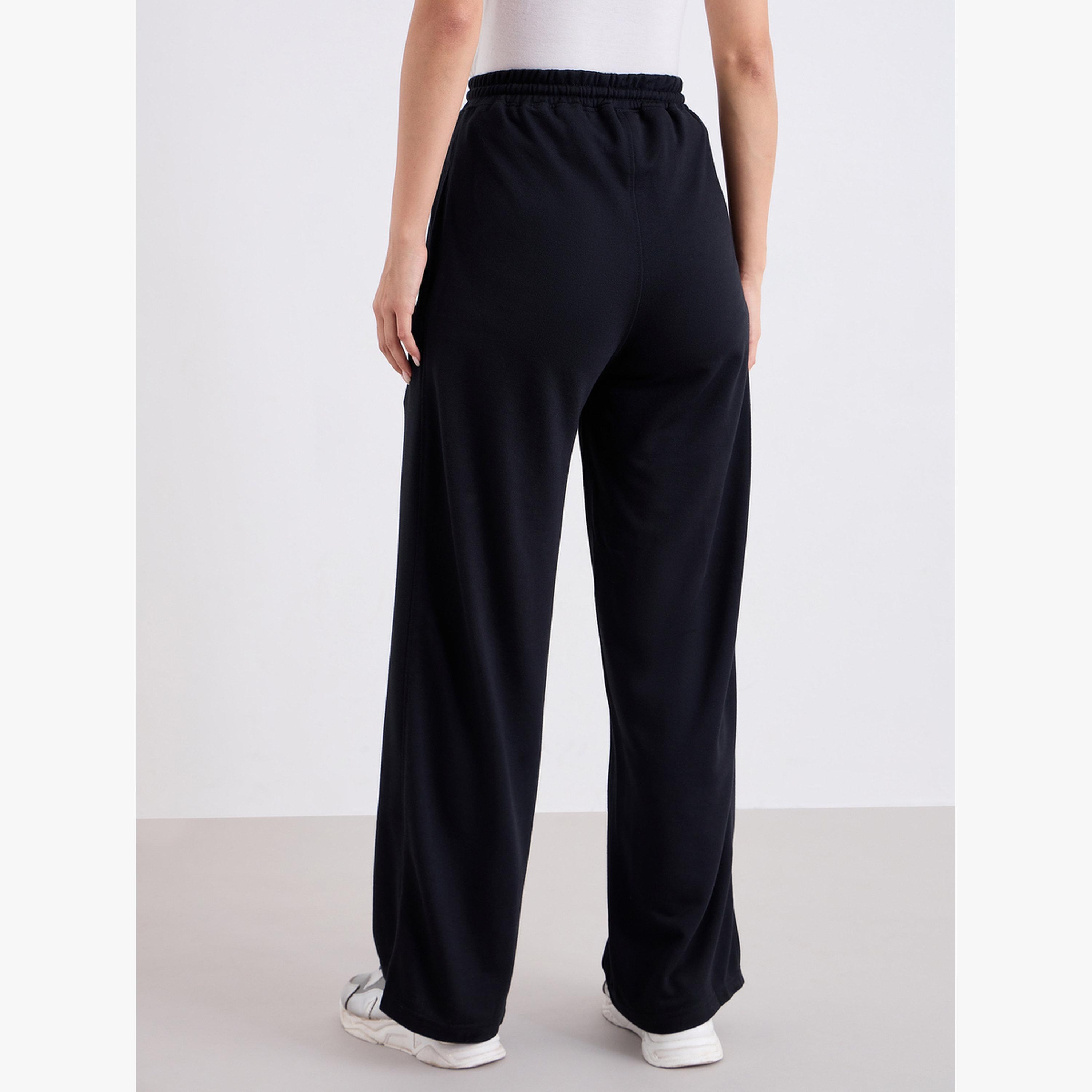 Styli Women Black Wide Leg Joggers-women-clothing-bottoms-joggers-image-3
