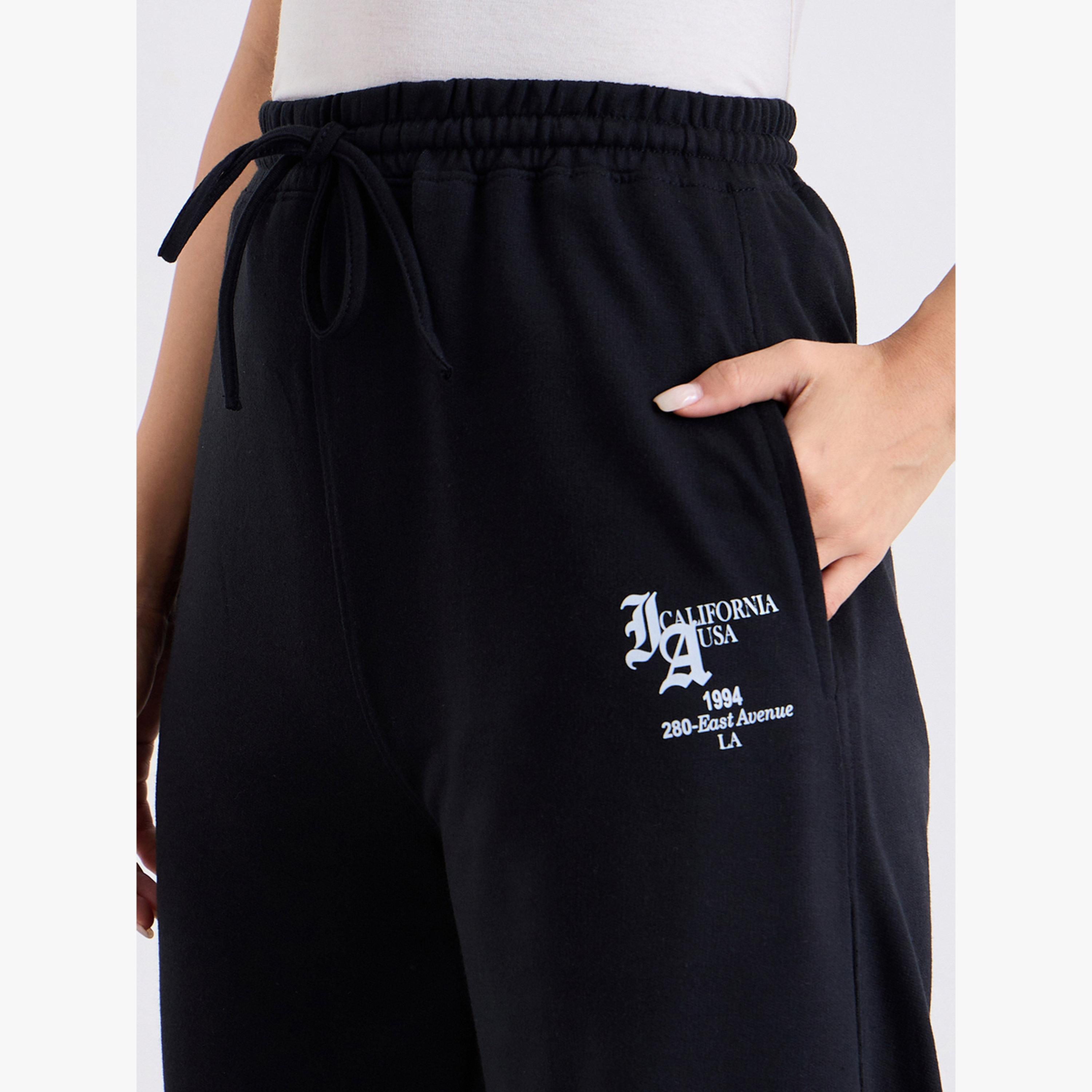 Styli Women Black Wide Leg Joggers-women-clothing-bottoms-joggers-image-4