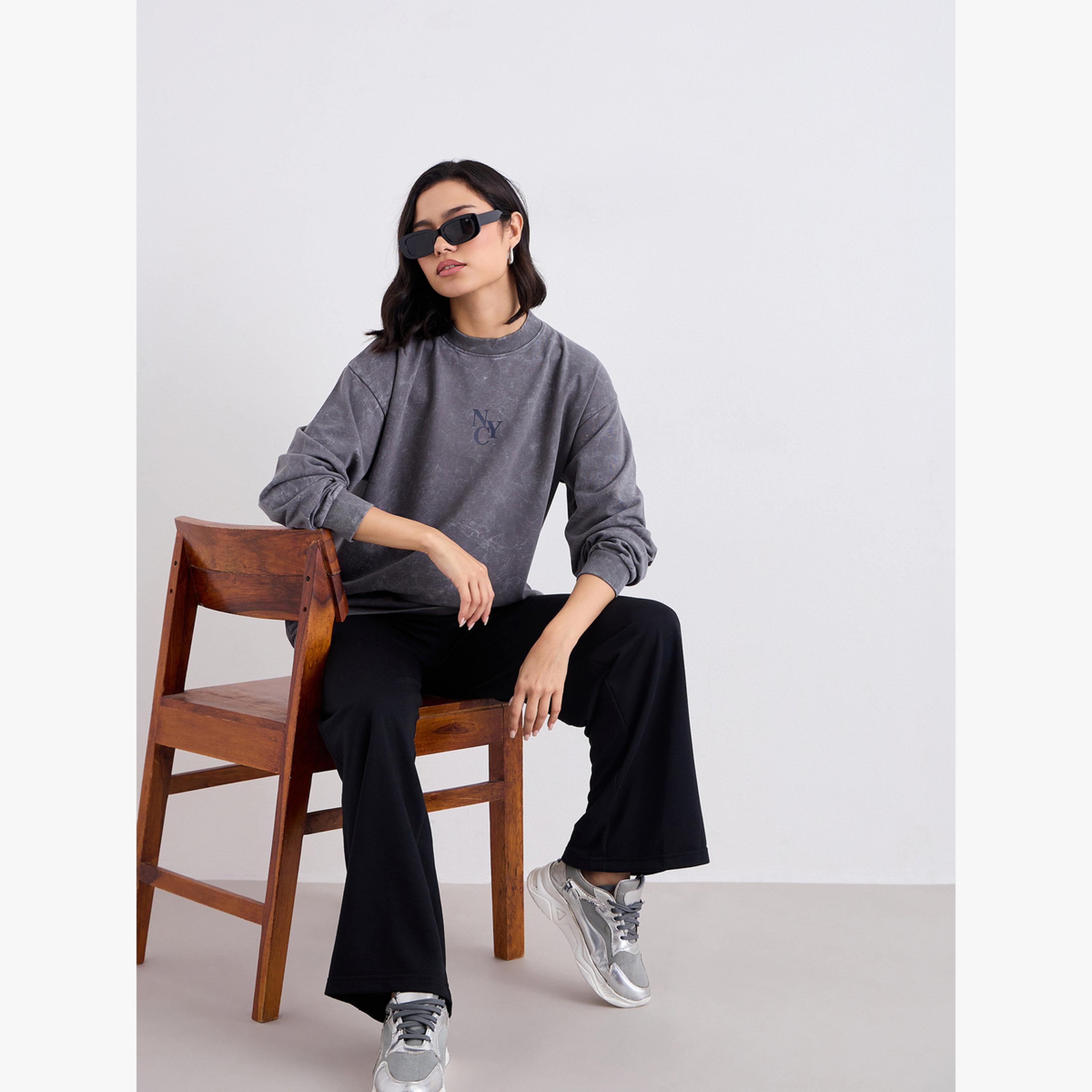 Styli Women Black Wide Leg Joggers-women-clothing-bottoms-joggers-image-5