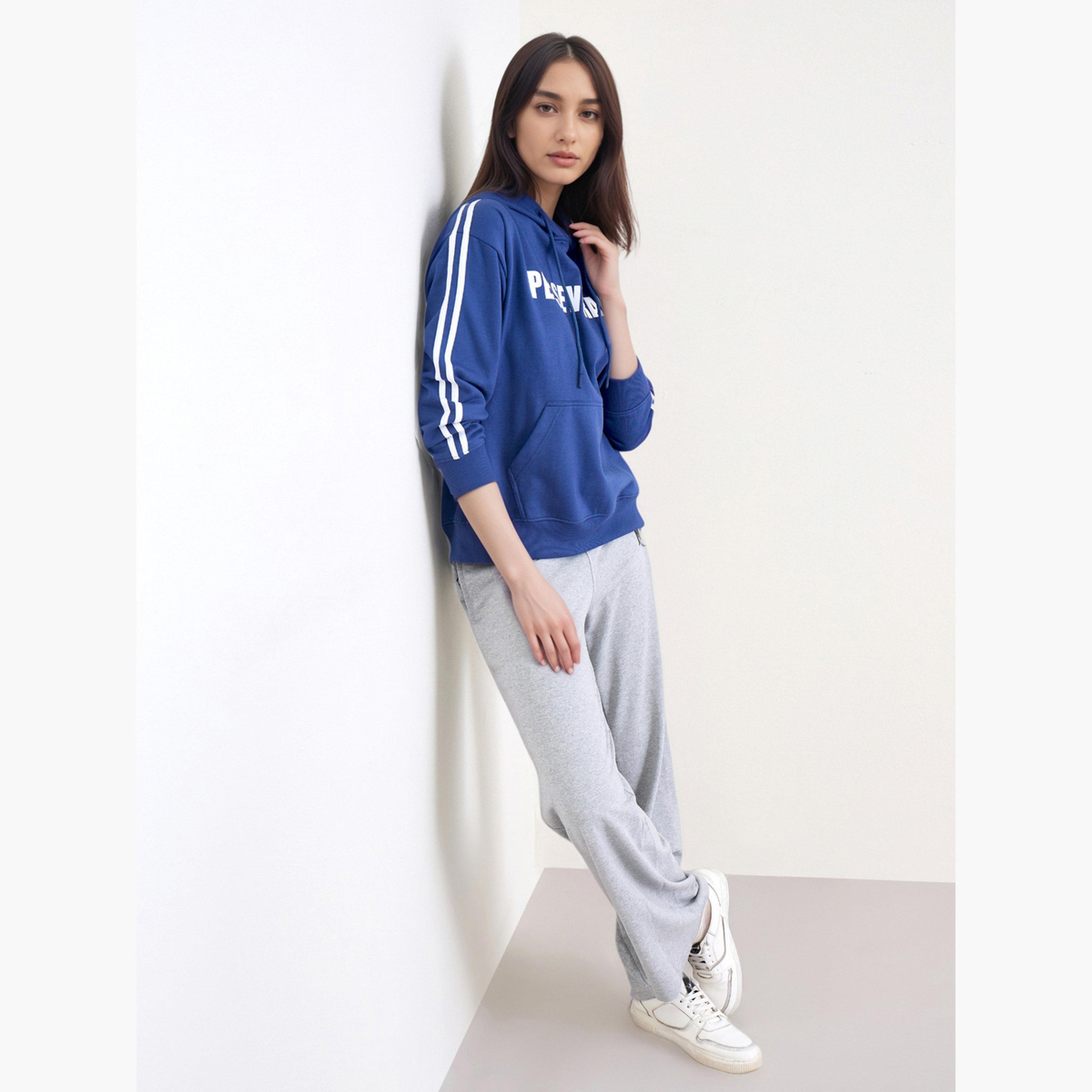 ستايلي - بنطال رياضي رمادي واسع الساق مع رباط-women-clothing-bottoms-joggers-image-2