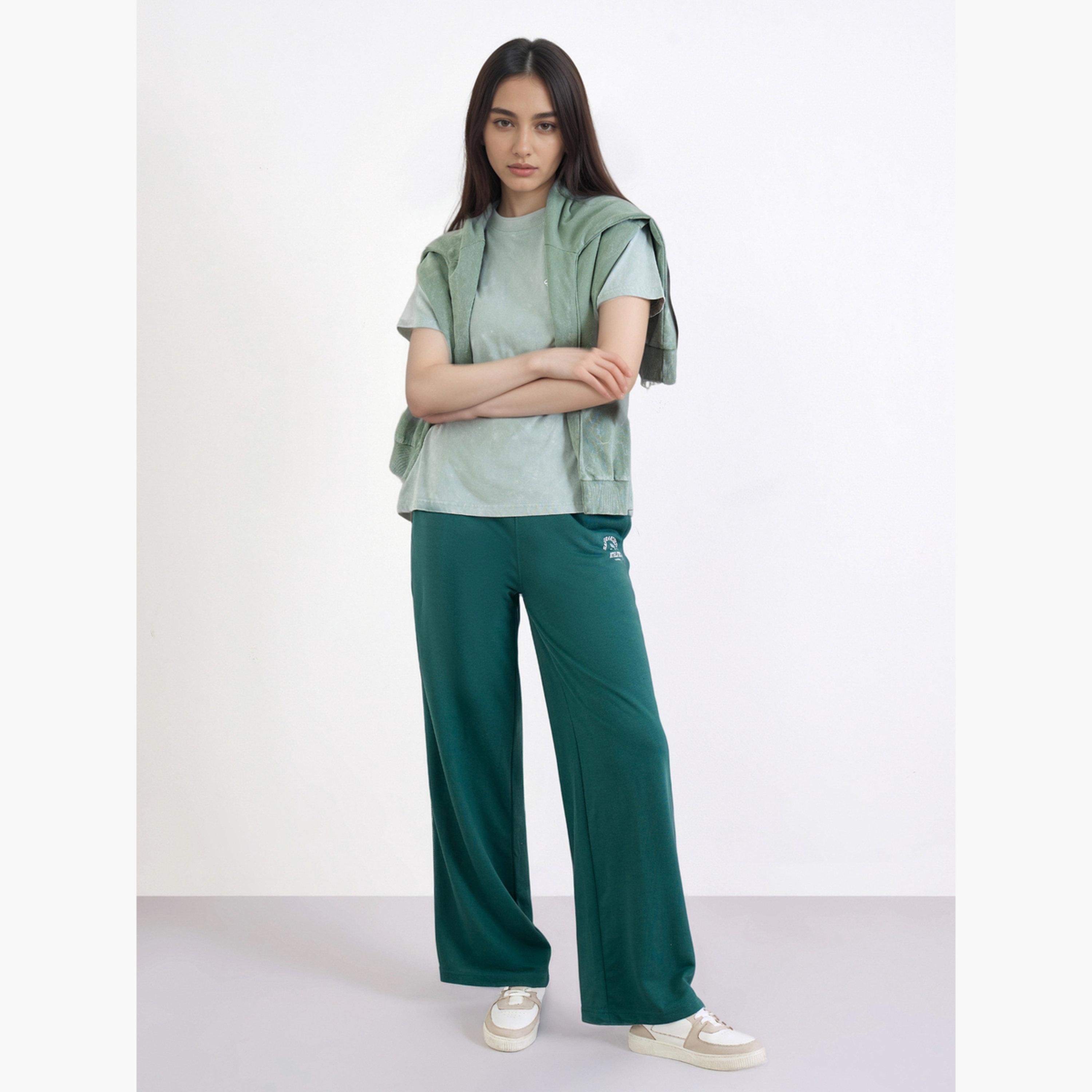 Styli Women Green Wide Leg Joggers-women-clothing-bottoms-joggers-image-2