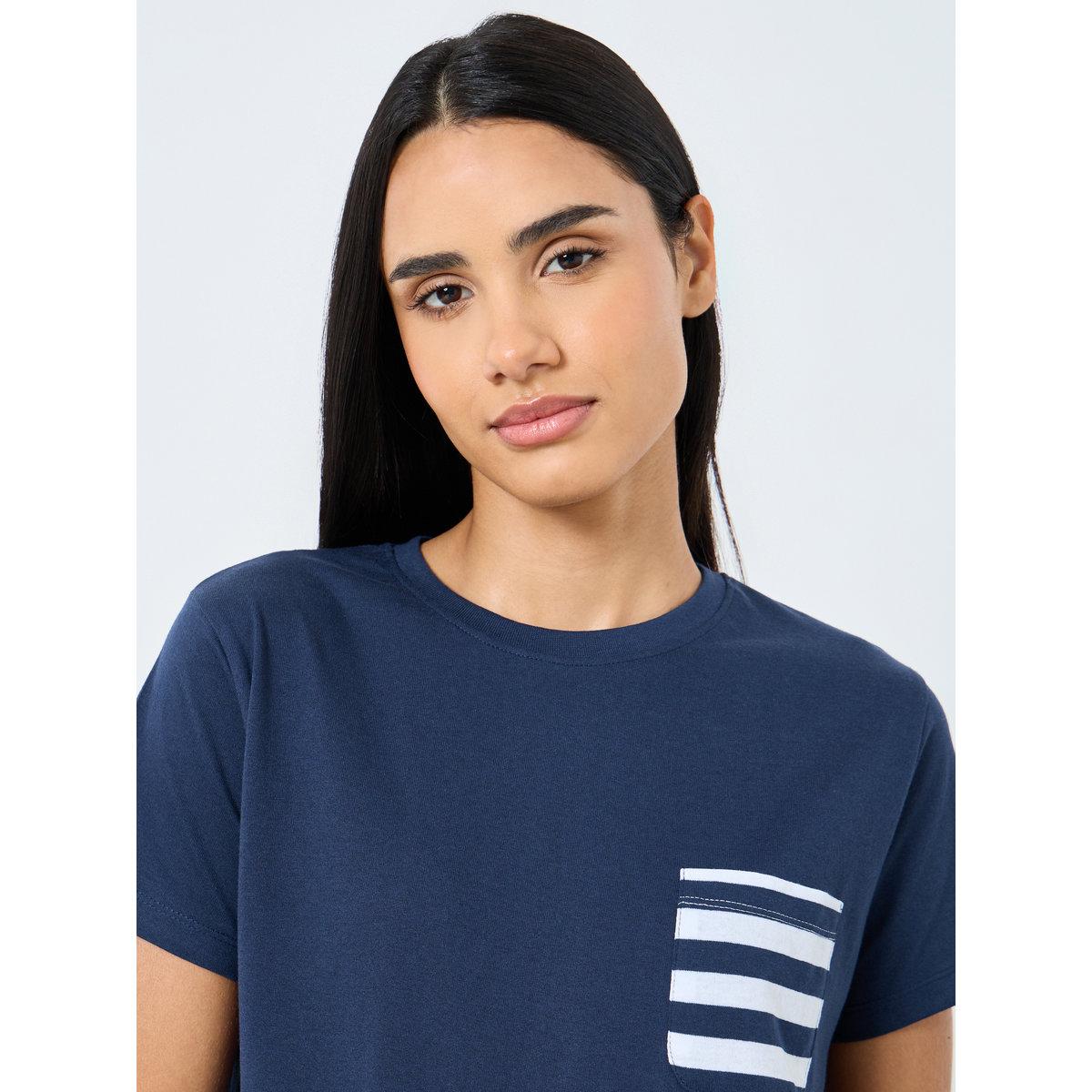 Styli Striped Pocket T-Shirt and Shorts Set-women-clothing-nightwear-pyjamas-shortsets-image-3