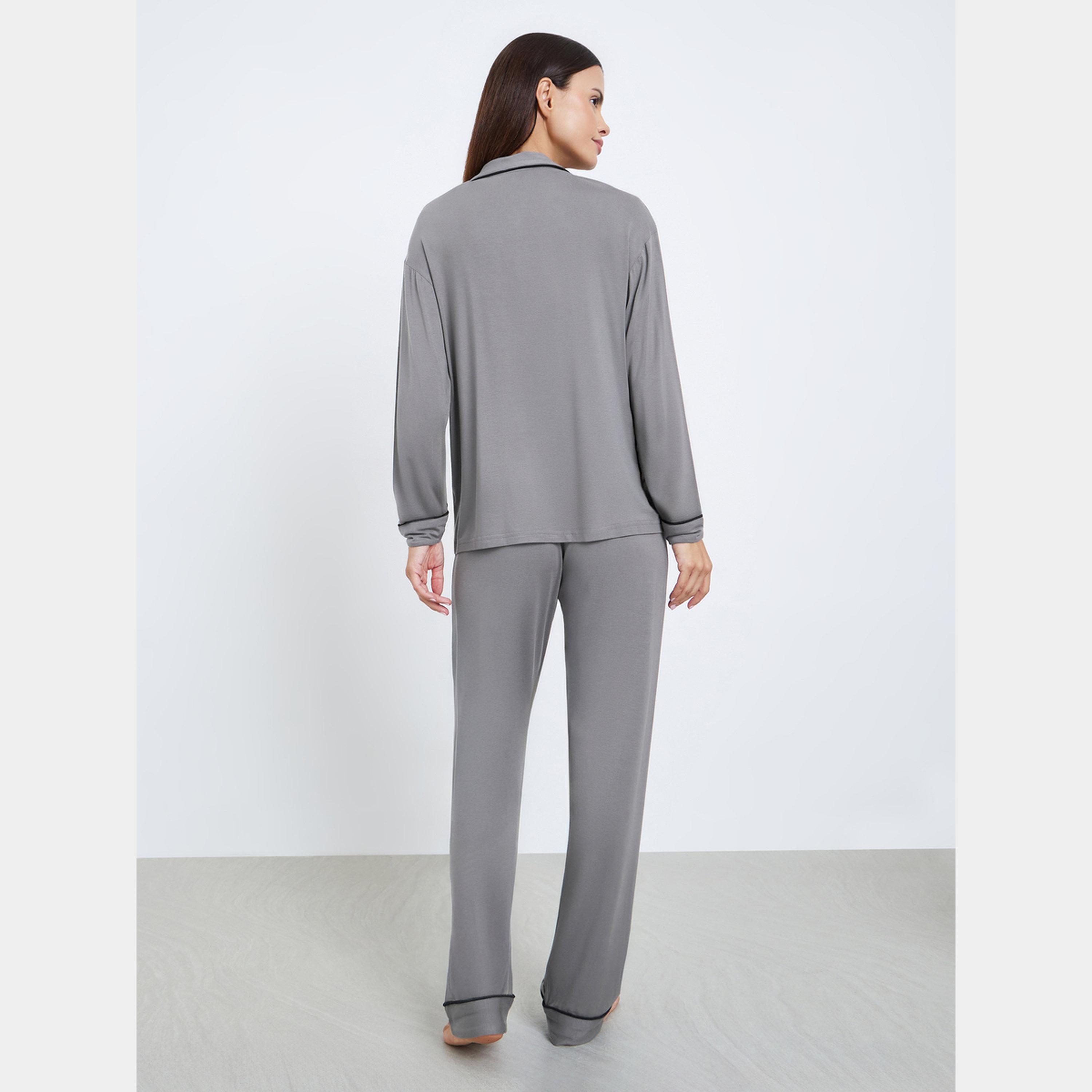 ستايلي - بيجاما قميص قماش مودال بأزرار-women-clothing-nightwear-pyjamas-longsets-image-5