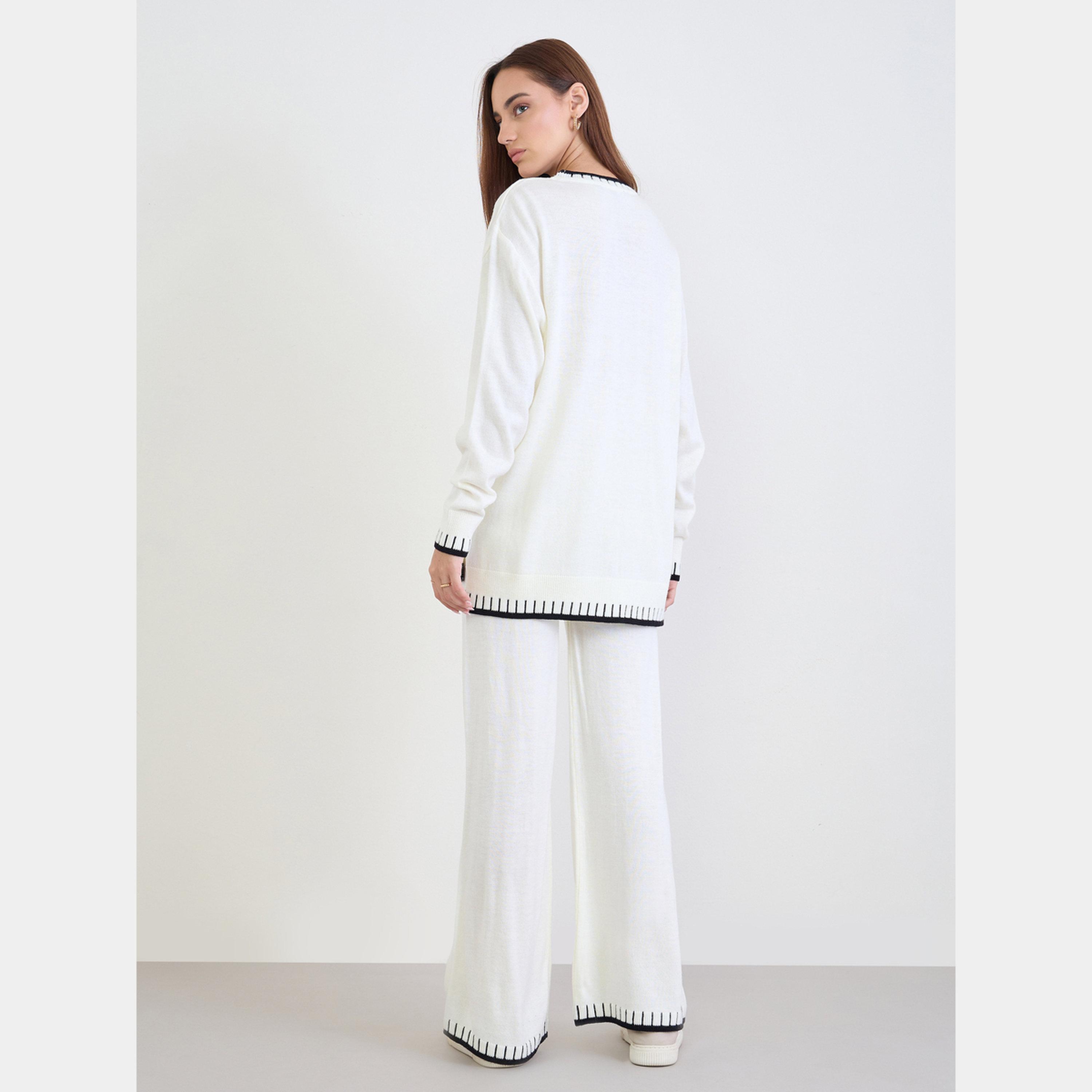 Styli Contrast Trim Knitted Sweater and Joggers Co-ords-women-clothing-coordsets-image-5
