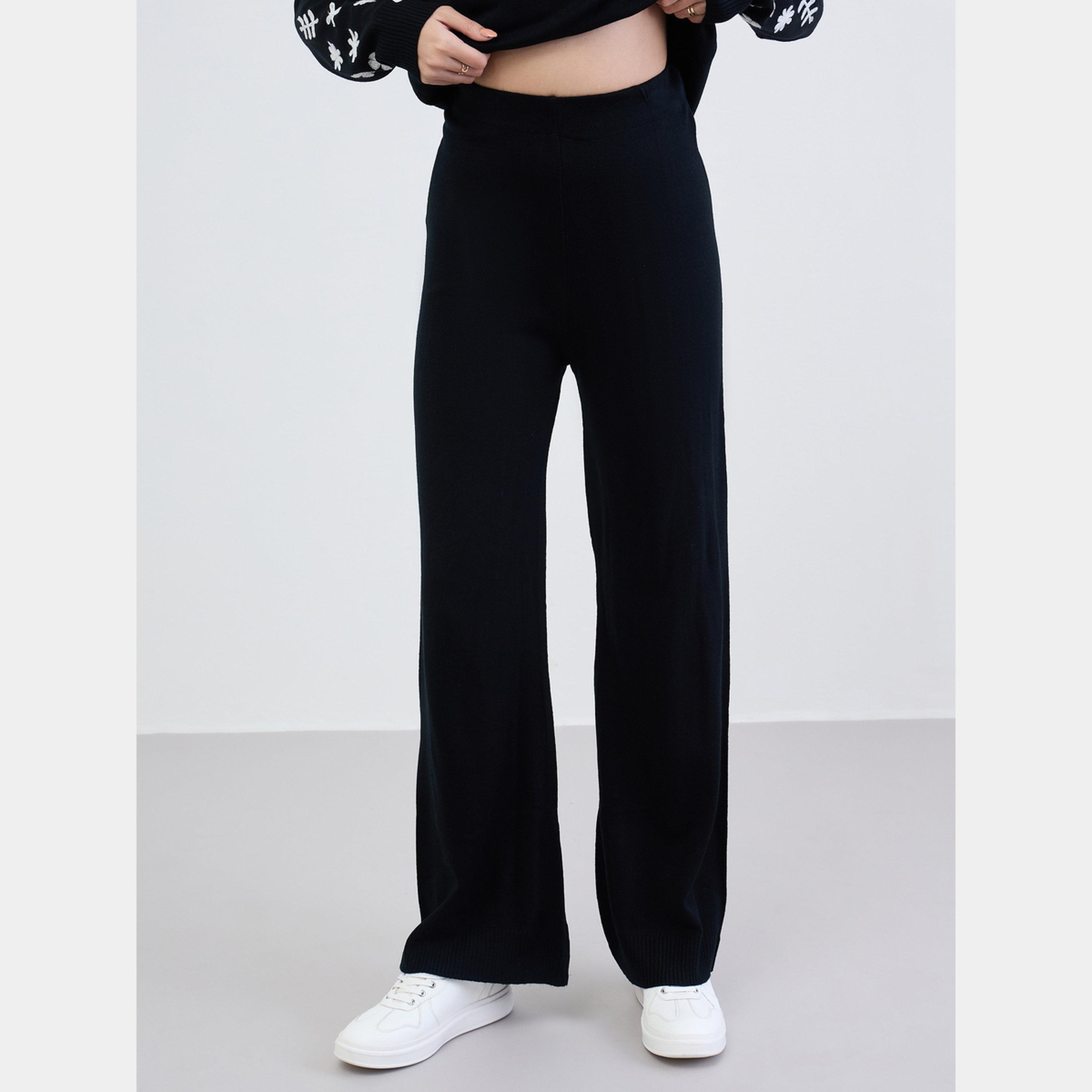 Styli Black Embroidered Sweater and Pants Co-Ords-women-clothing-coordsets-image-3