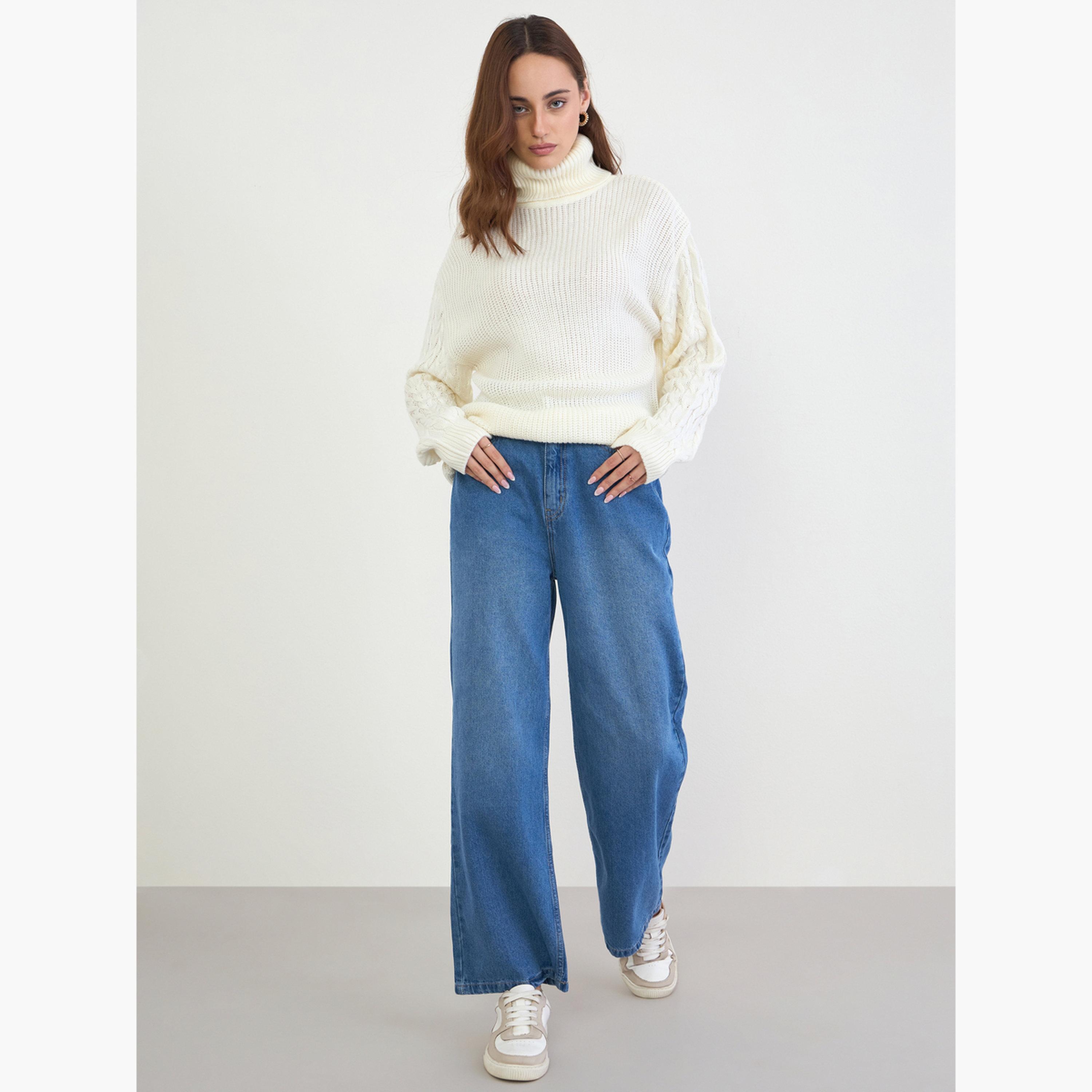ستايلي - سترة طويلة كابل كريمية بياقة مدورة-women-clothing-cardigansandjumpers-jumpers-image-3