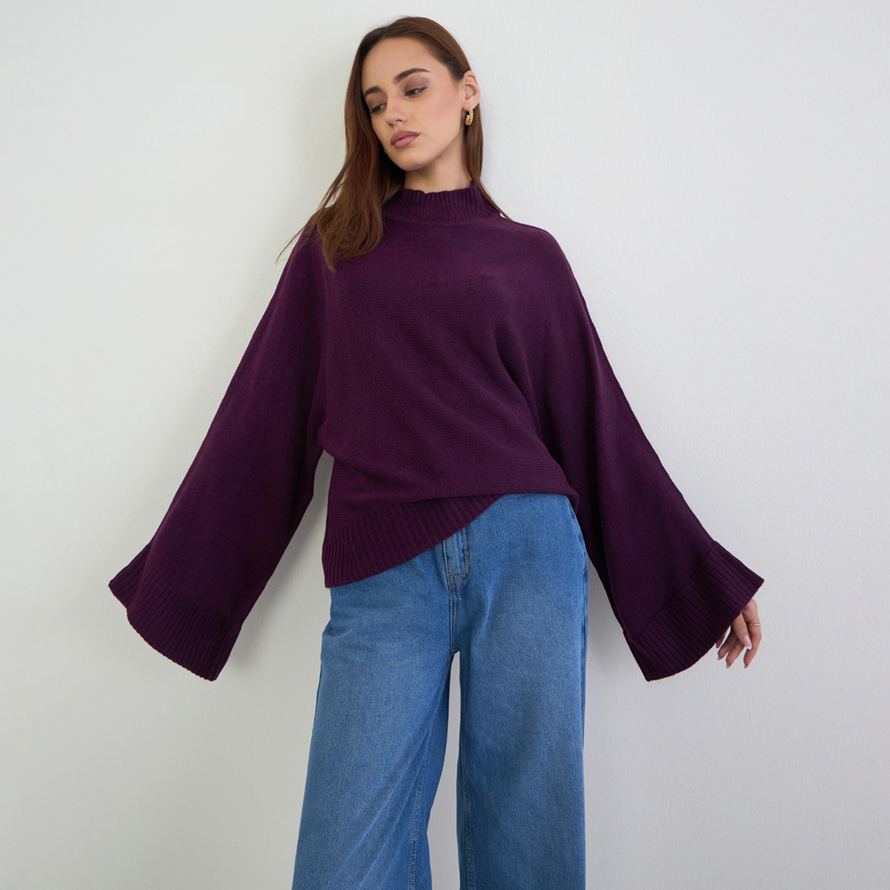 ستايلي - سترة محبوكة حجم كبير لون أرجواني-women-clothing-cardigansandjumpers-jumpers-image-1