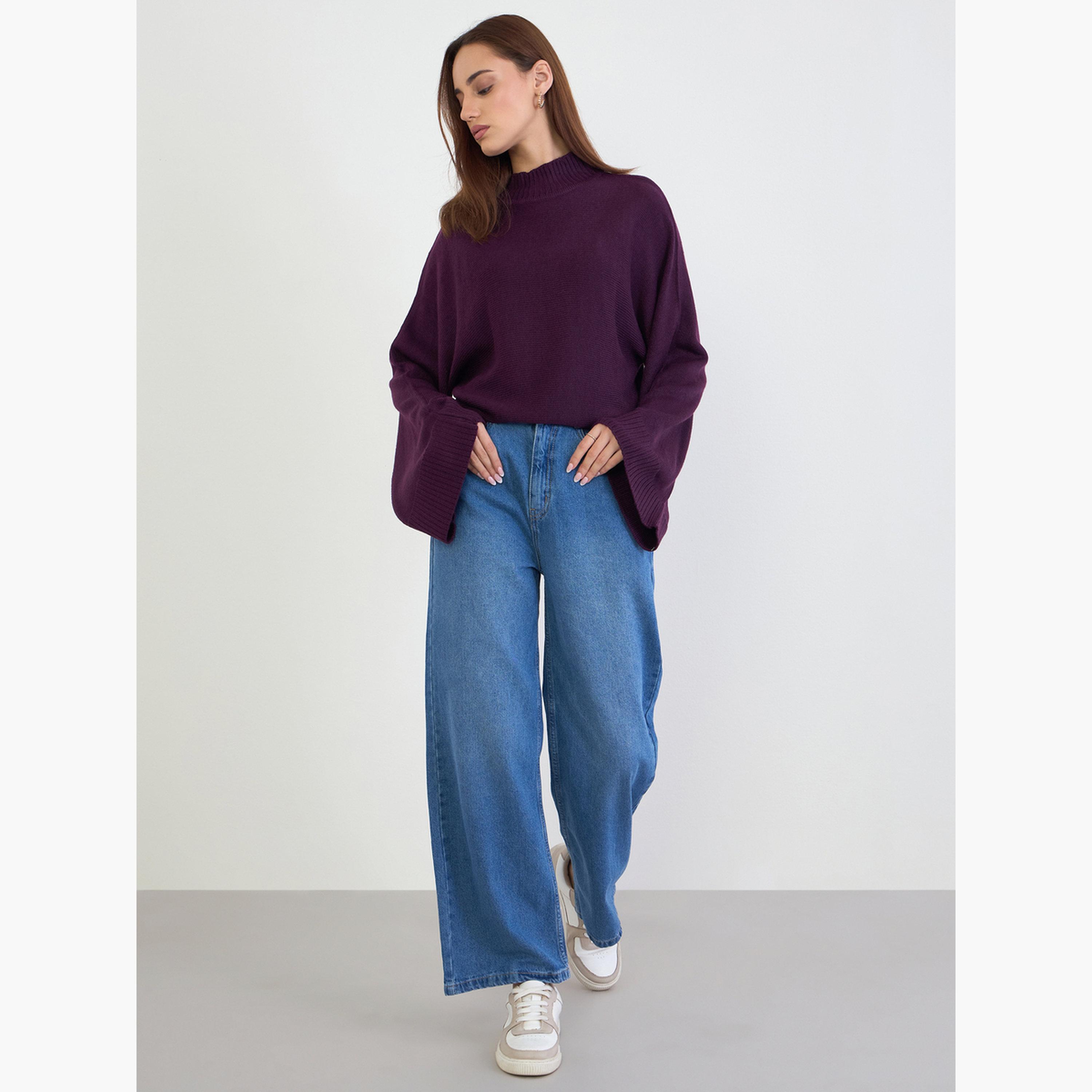 ستايلي - سترة محبوكة حجم كبير لون أرجواني-women-clothing-cardigansandjumpers-jumpers-image-2