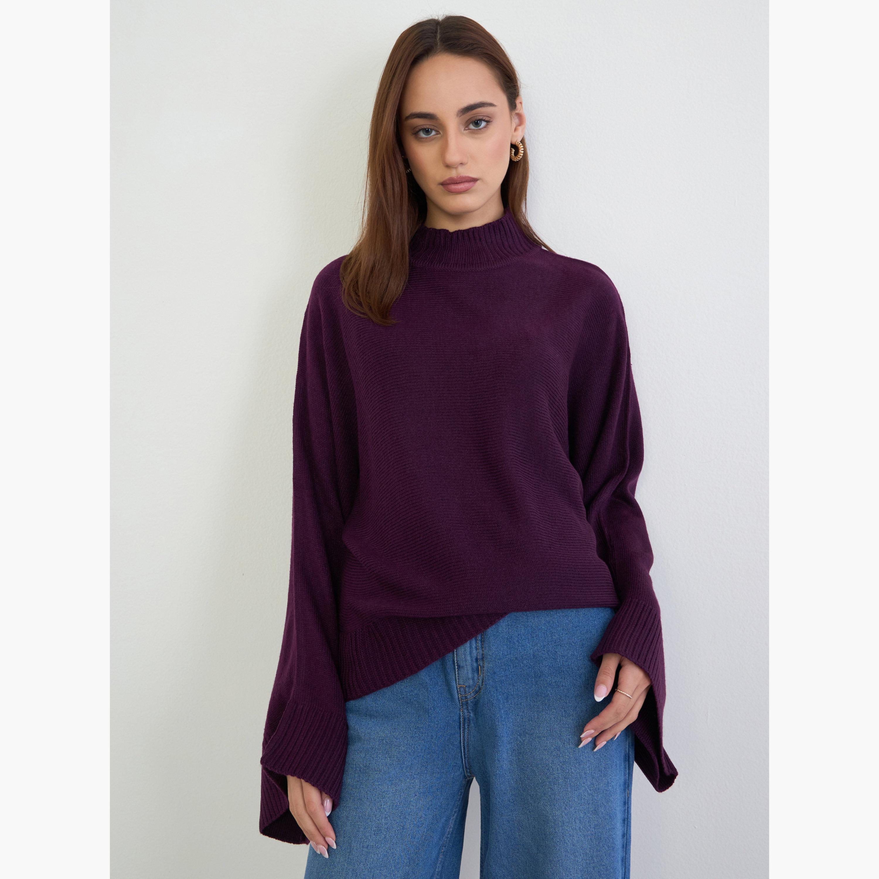 ستايلي - سترة محبوكة حجم كبير لون أرجواني-women-clothing-cardigansandjumpers-jumpers-image-3