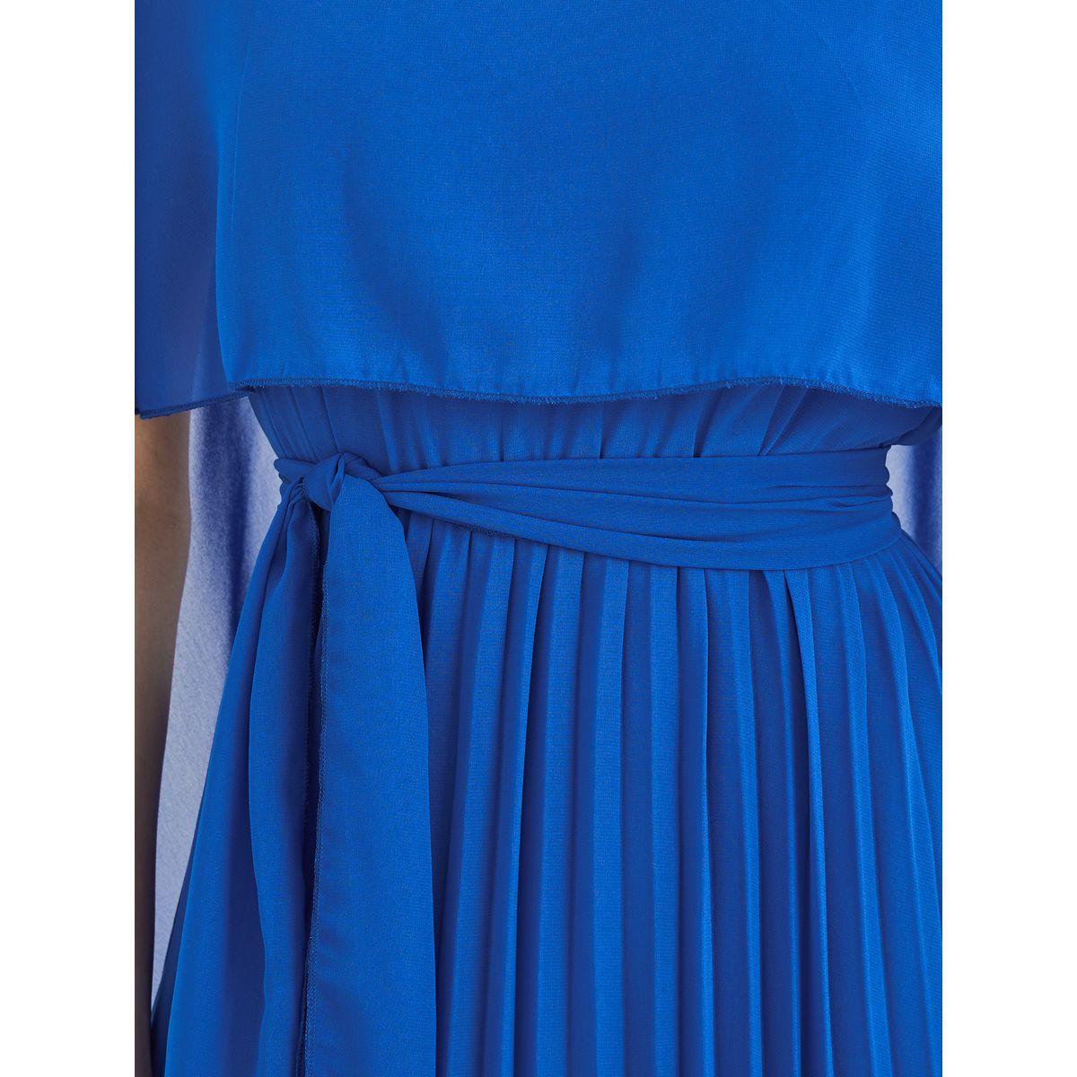 Styli Solid Cape Sleeve Pleated Detail Maxi Dress-women-clothing-dresses-image-4