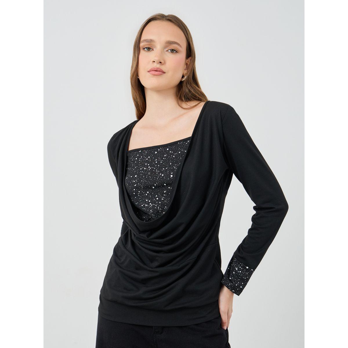 بلوزة منمقة بالترتر مع أكمام قصيرة-women-clothing-shirtsandblouses-blouses-image-1