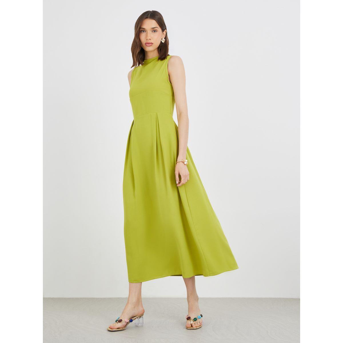 Styli Solid Sleeveless Pleated A-Line Maxi Dress-women-clothing-dresses-image-2