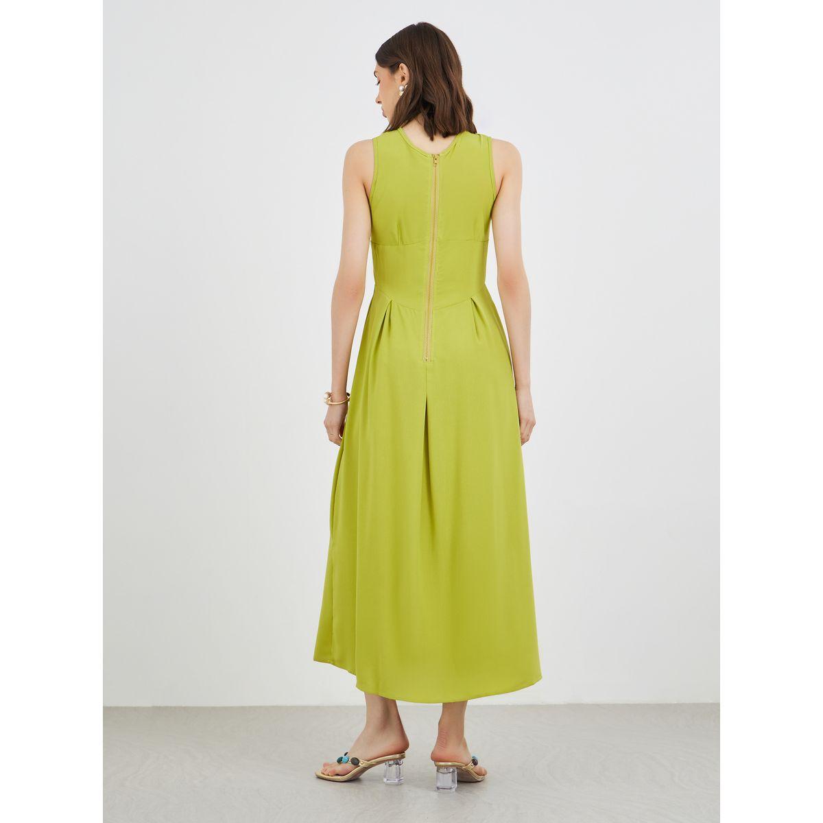 Styli Solid Sleeveless Pleated A-Line Maxi Dress-women-clothing-dresses-image-5