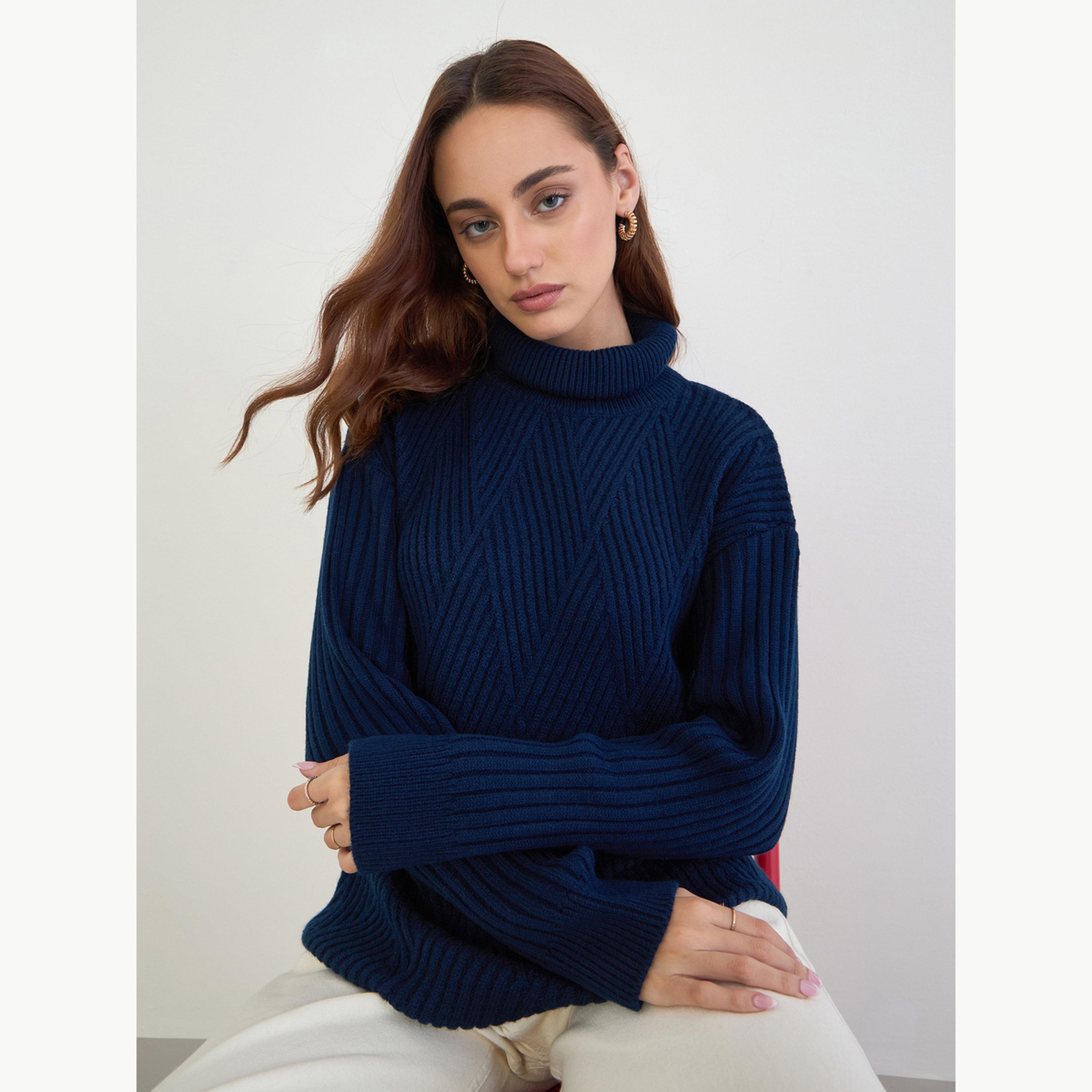 Styli Regular Fit Longline Textured Sweater-women-winterwear-cardigansandjumpers-jumpers-image-3