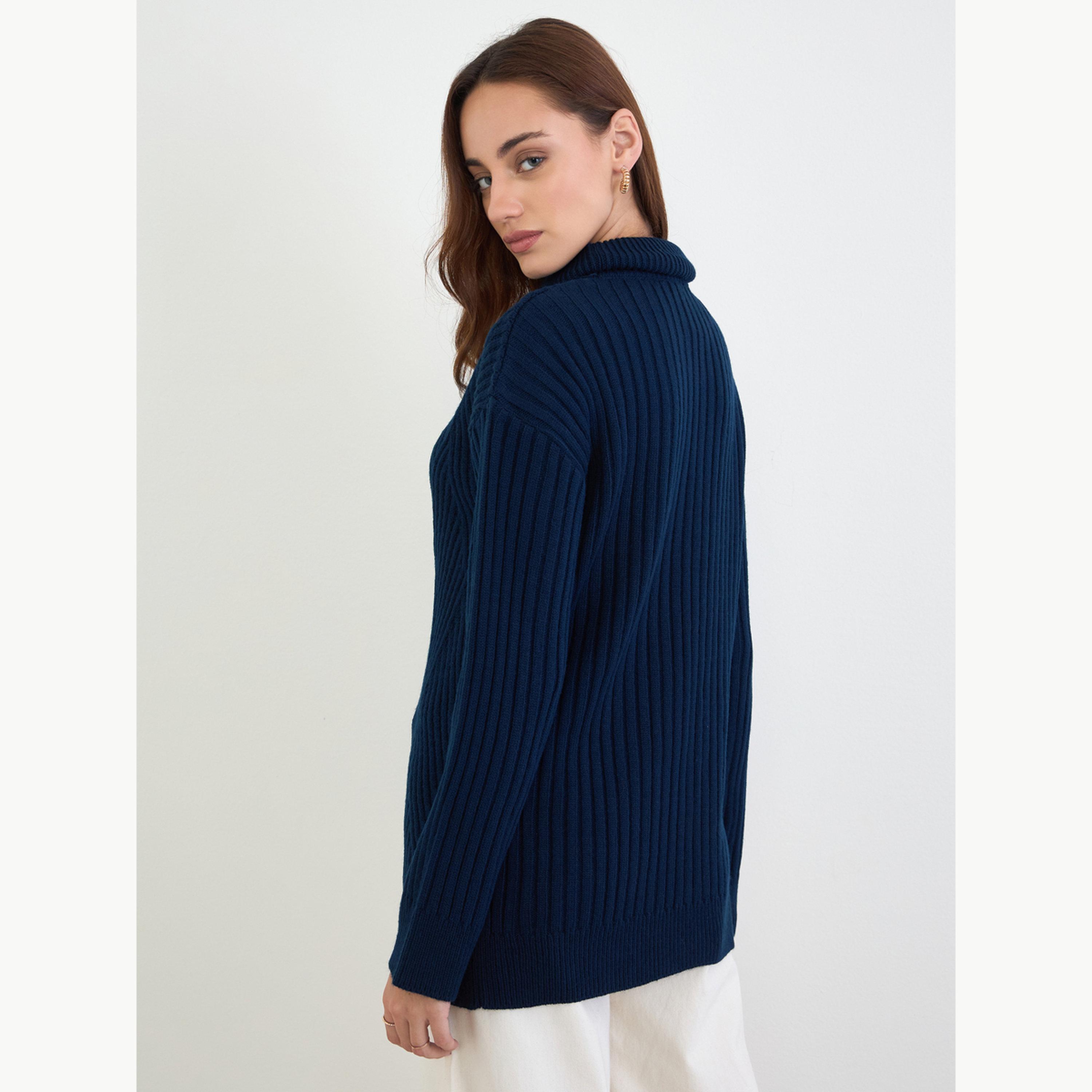 Styli Regular Fit Longline Textured Sweater-women-winterwear-cardigansandjumpers-jumpers-image-4
