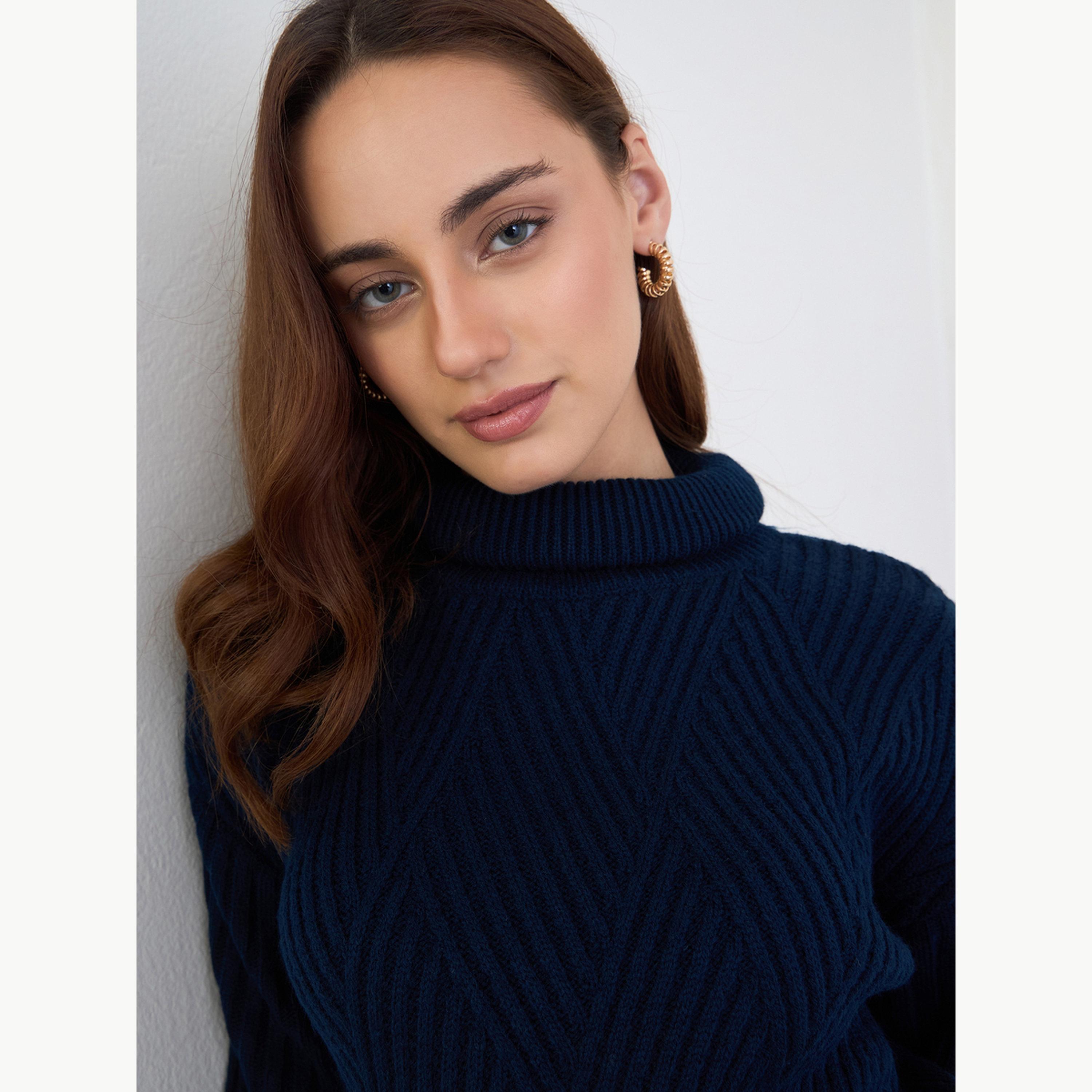 Styli Regular Fit Longline Textured Sweater-women-winterwear-cardigansandjumpers-jumpers-image-5