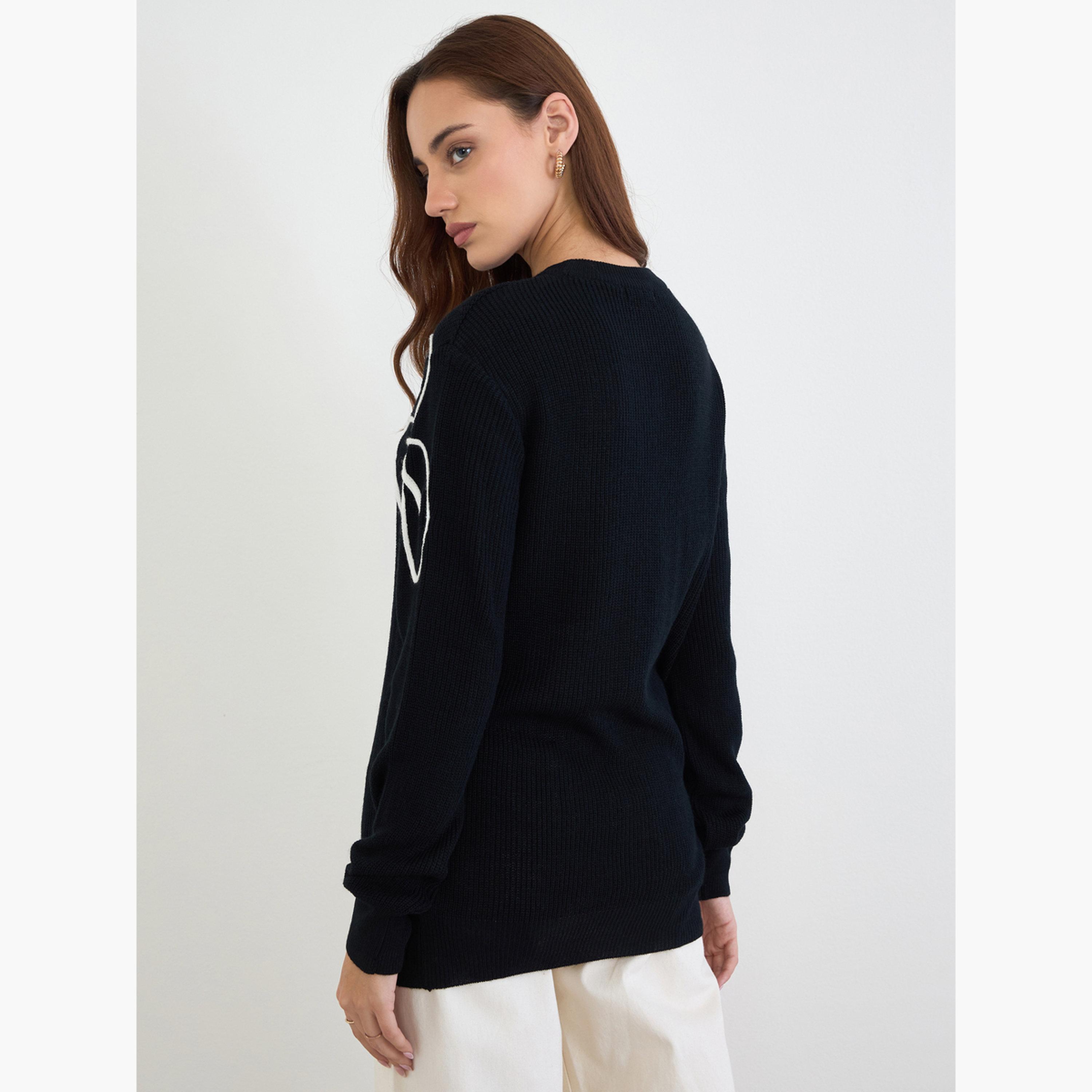 ستايلي - سترة سوداء مطرزة بالزهور بقصّة عادية-women-clothing-cardigansandjumpers-jumpers-image-5