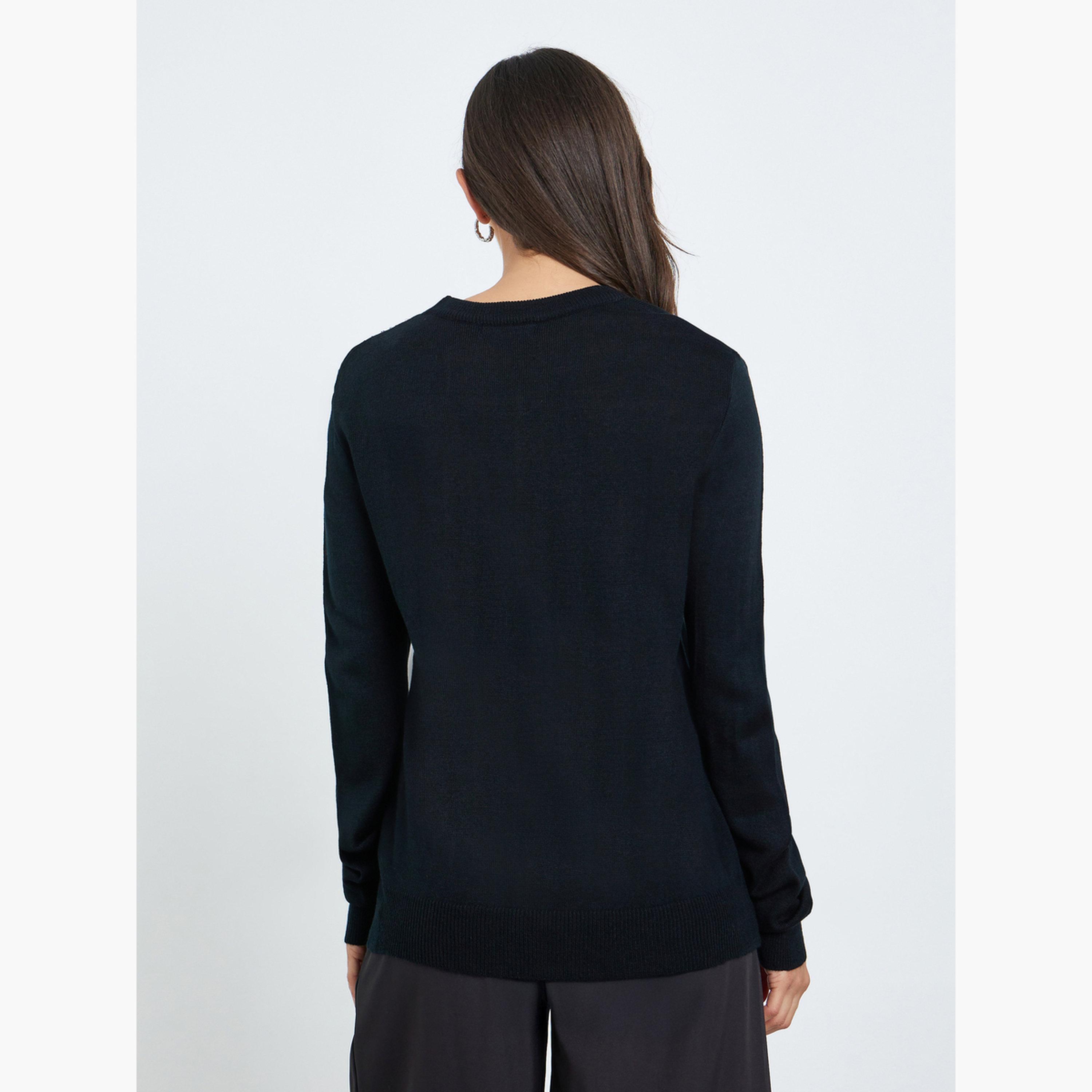 Styli Women Black Embellished Sweater-women-clothing-hoodiesandsweatshirts-sweatshirts-image-5
