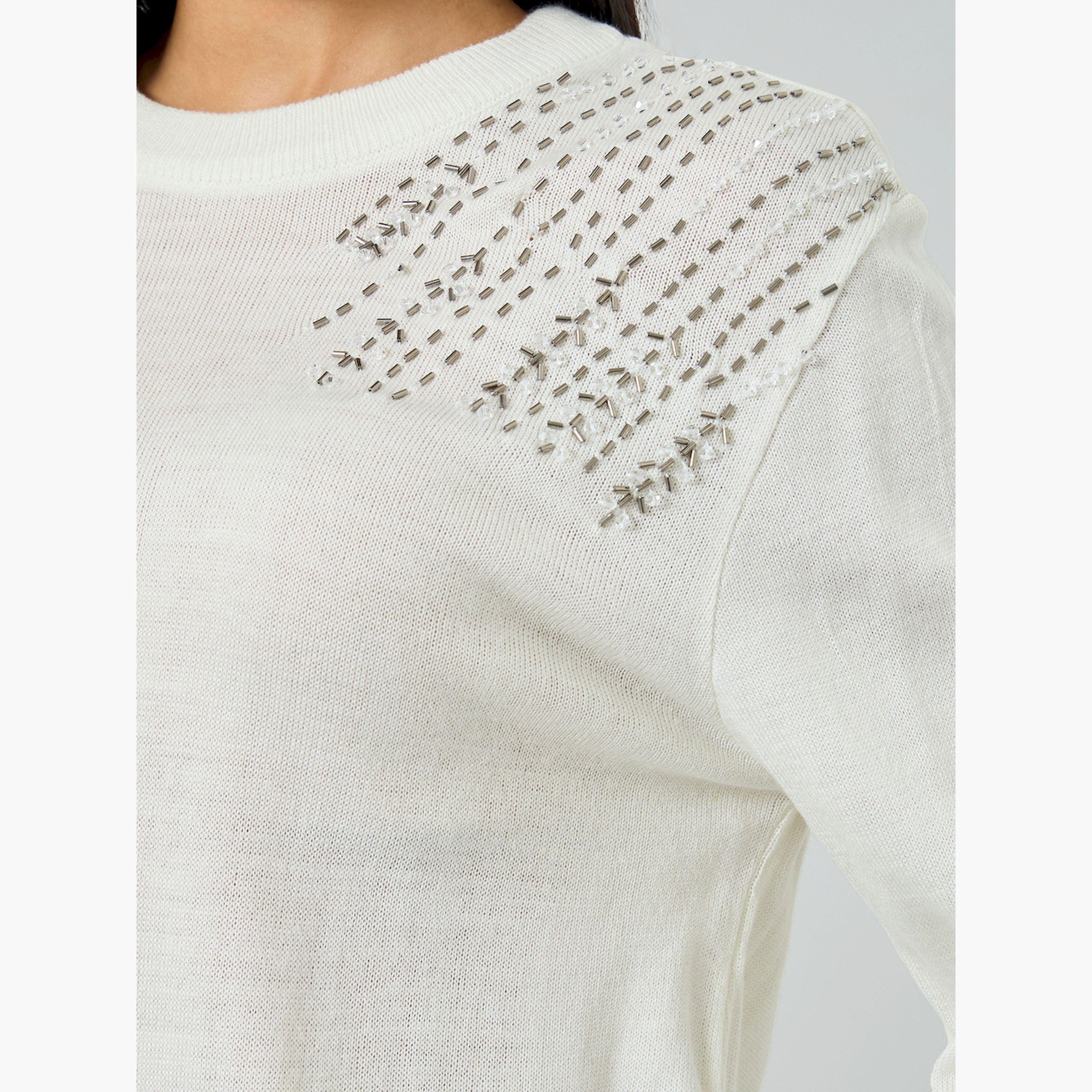 سويتر سكري مزين بقصة عادية-women-clothing-cardigansandjumpers-jumpers-image-5