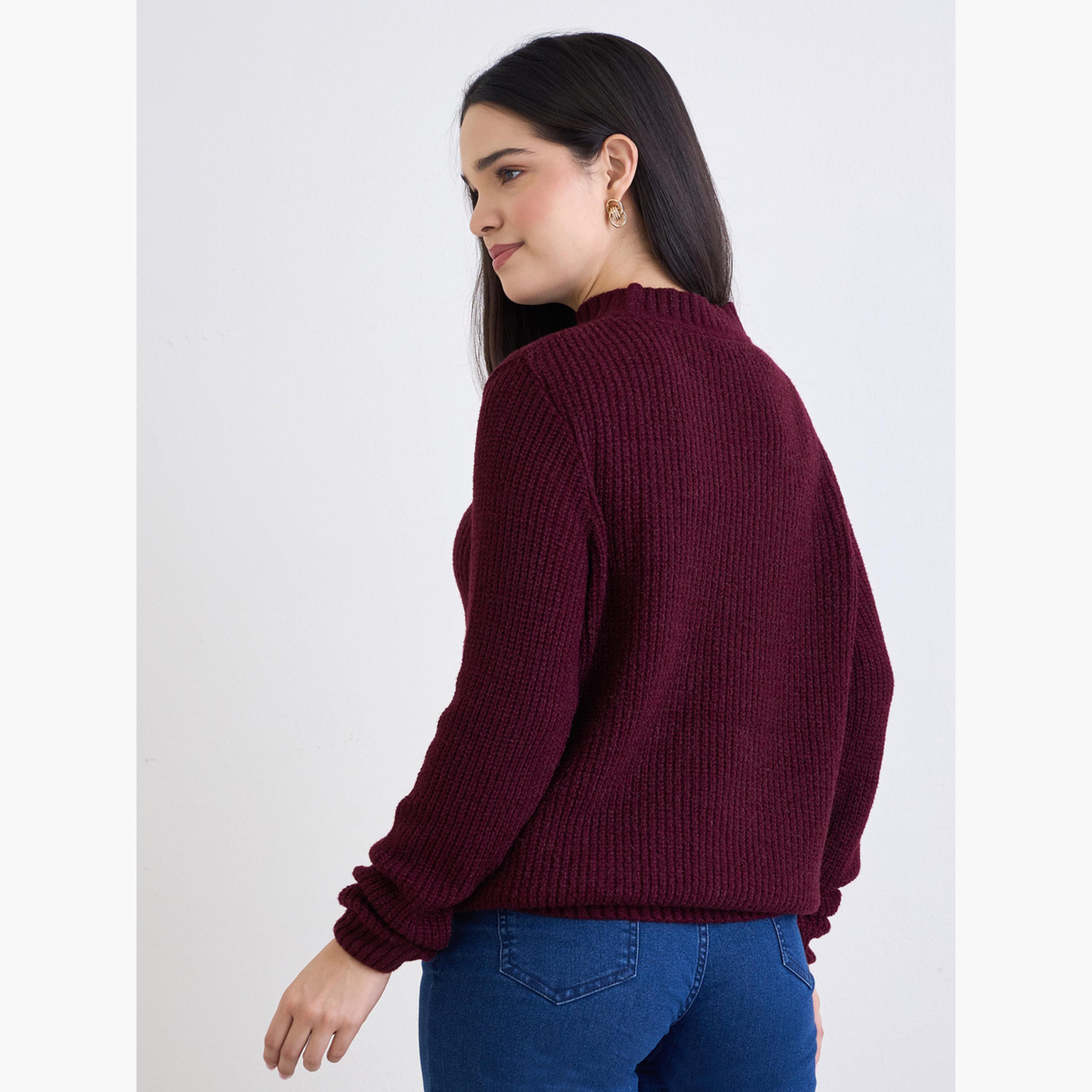ستايلي - سترة كابل محبوكة باللون البرغندي للنساء -women-winterwear-cardigansandjumpers-jumpers-image-5