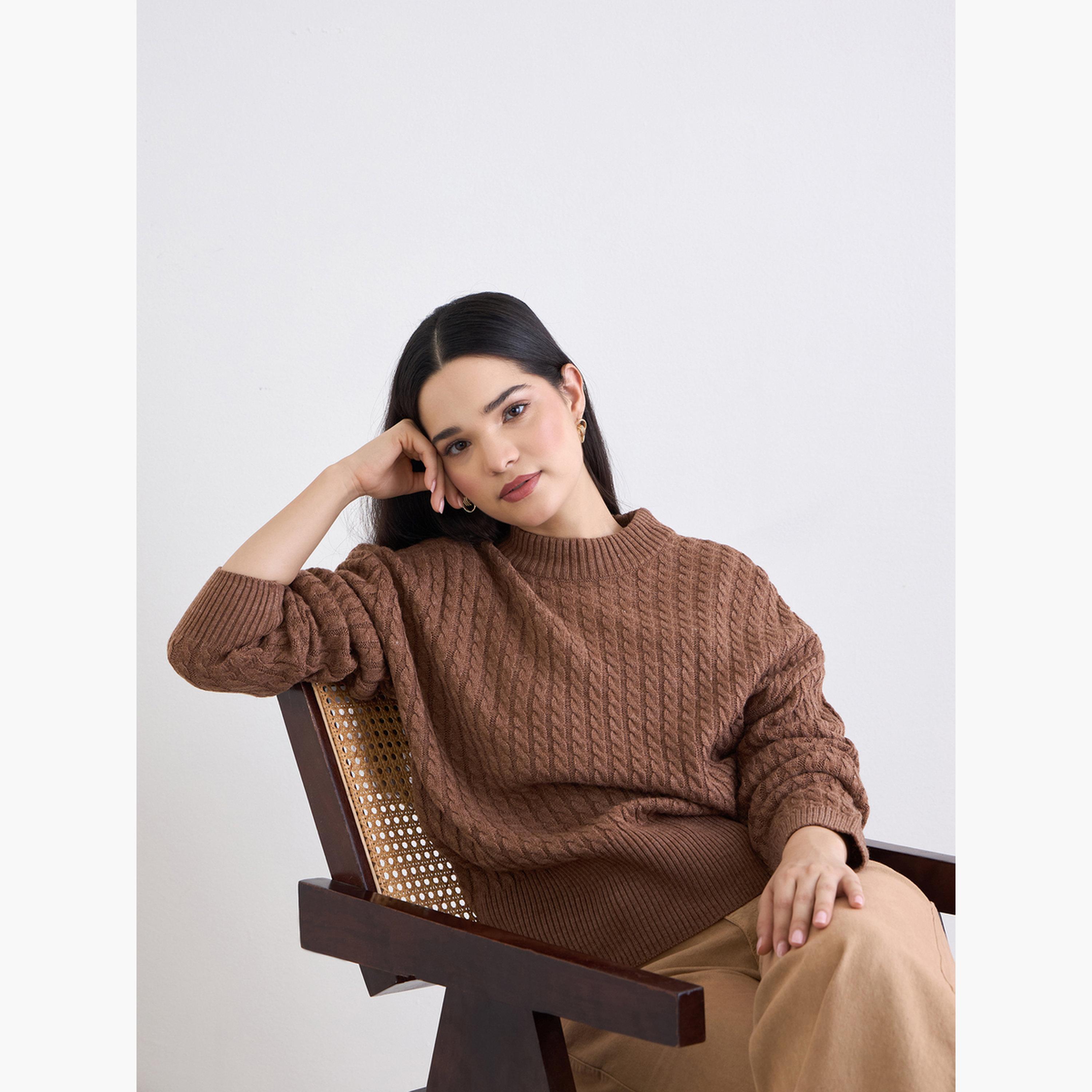 ستايلي - سترة بنية اللون محبوكة للنساء -women-clothing-cardigansandjumpers-jumpers-image-3