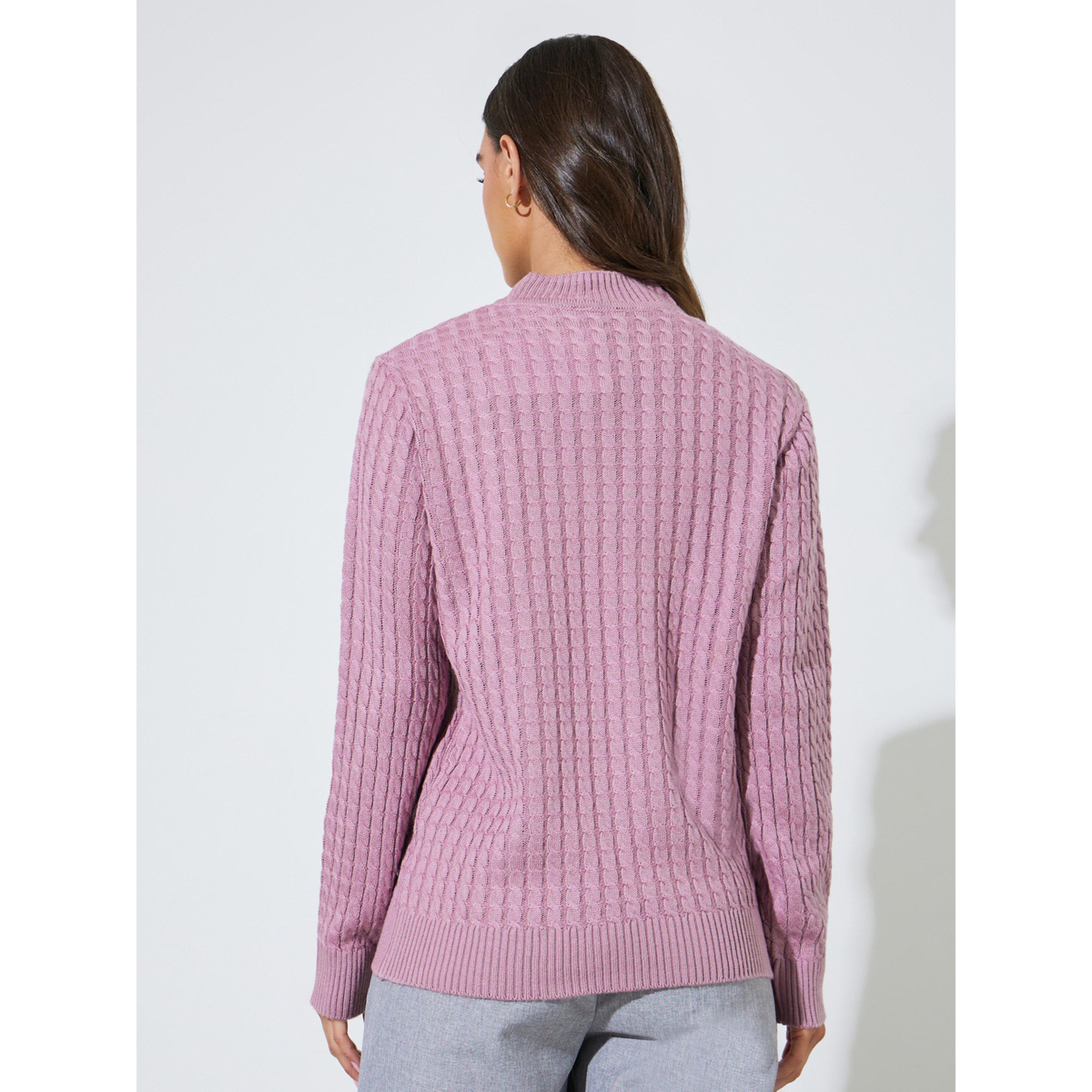Styli Pink Cable Knit Sweater-women-winterwear-cardigansandjumpers-jumpers-image-3