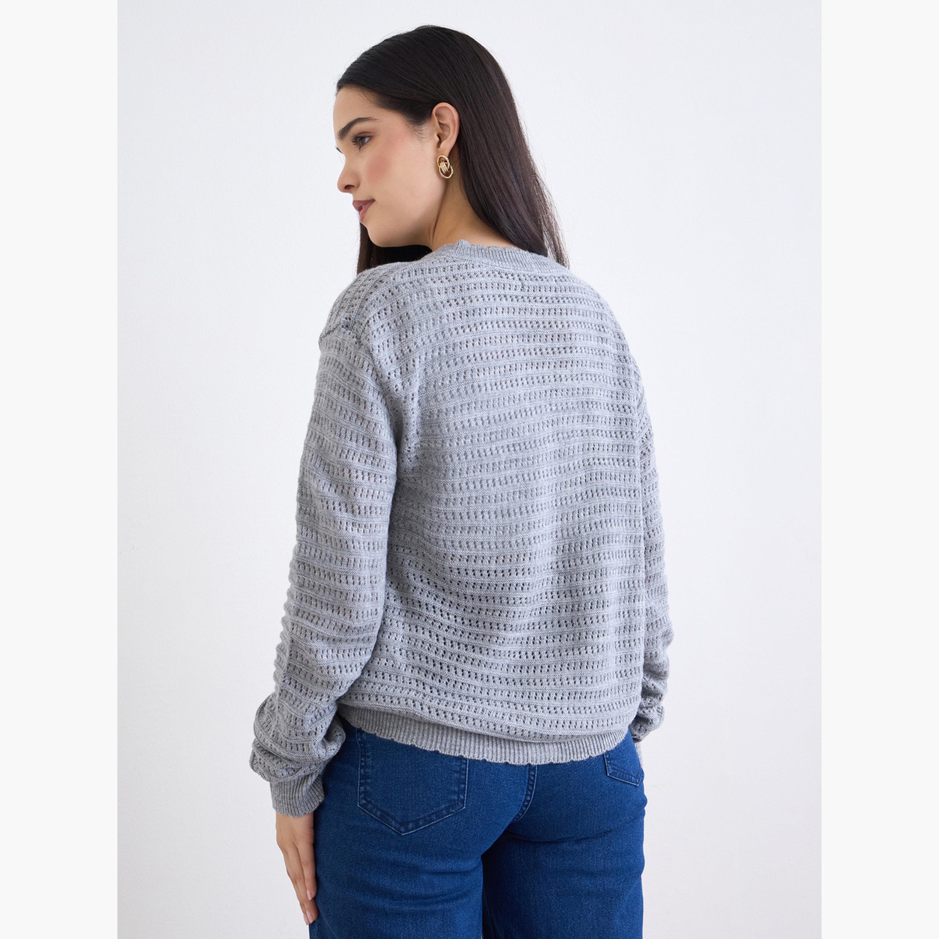 ستايلي - كارديغان رمادي اللون بقصّة عادية وطول عادي وأزرار-women-clothing-cardigansandjumpers-cardigans-image-5