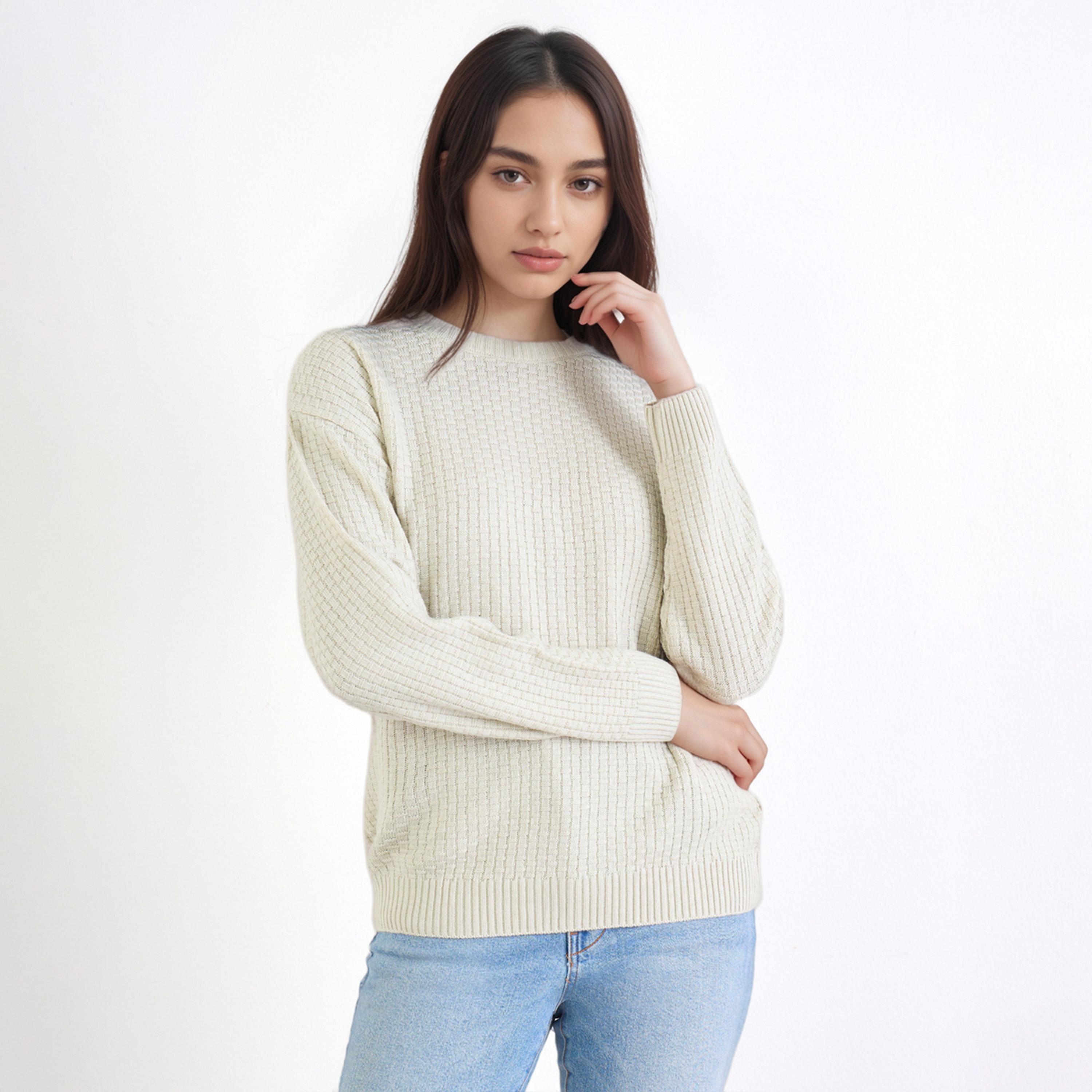 ستايلي - سترة محبوكة عادية لون أبيض العاجي-women-clothing-cardigansandjumpers-jumpers-image-5