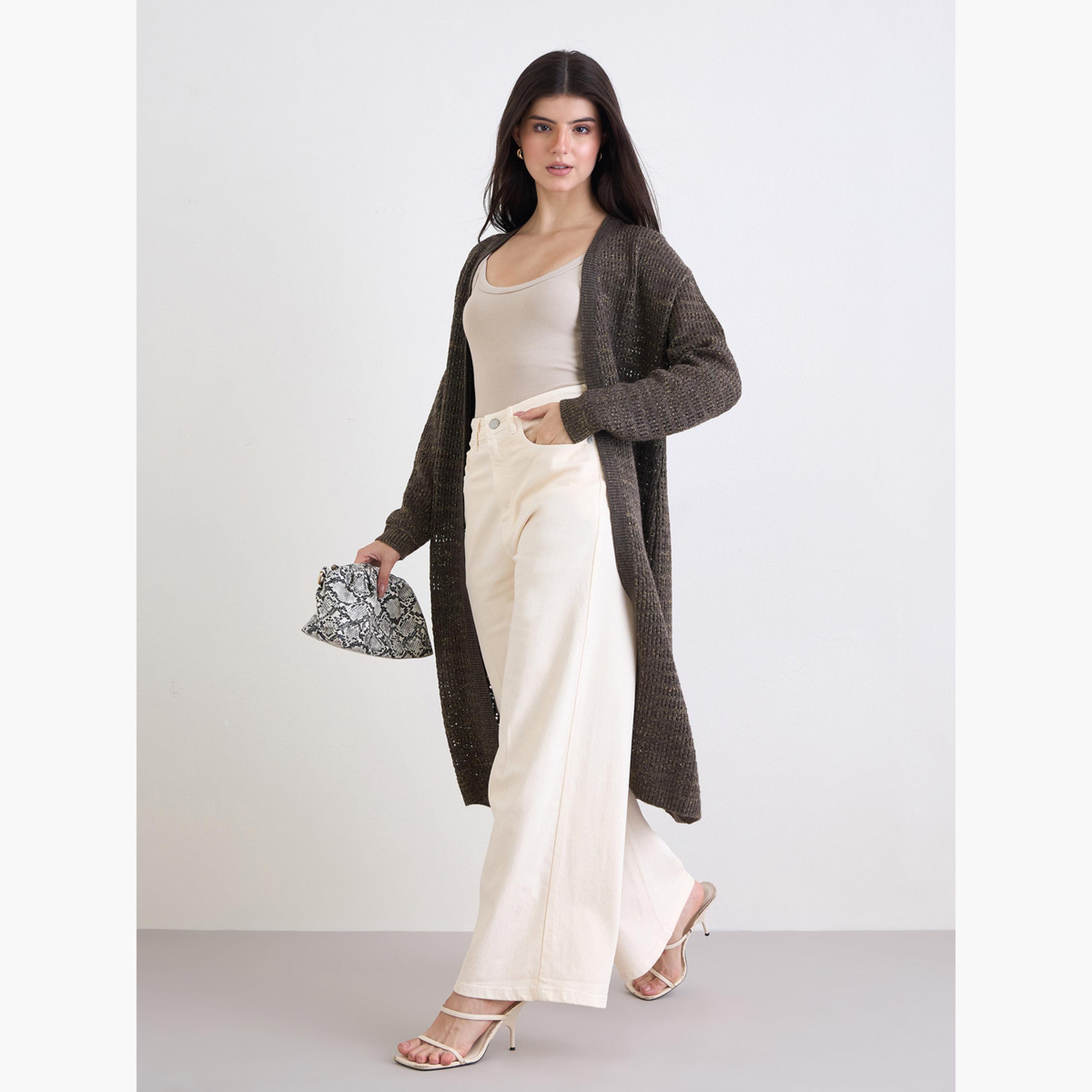 ستايلي - كارديغان طويل محبوك لون بني-women-clothing-cardigansandjumpers-cardigans-image-2