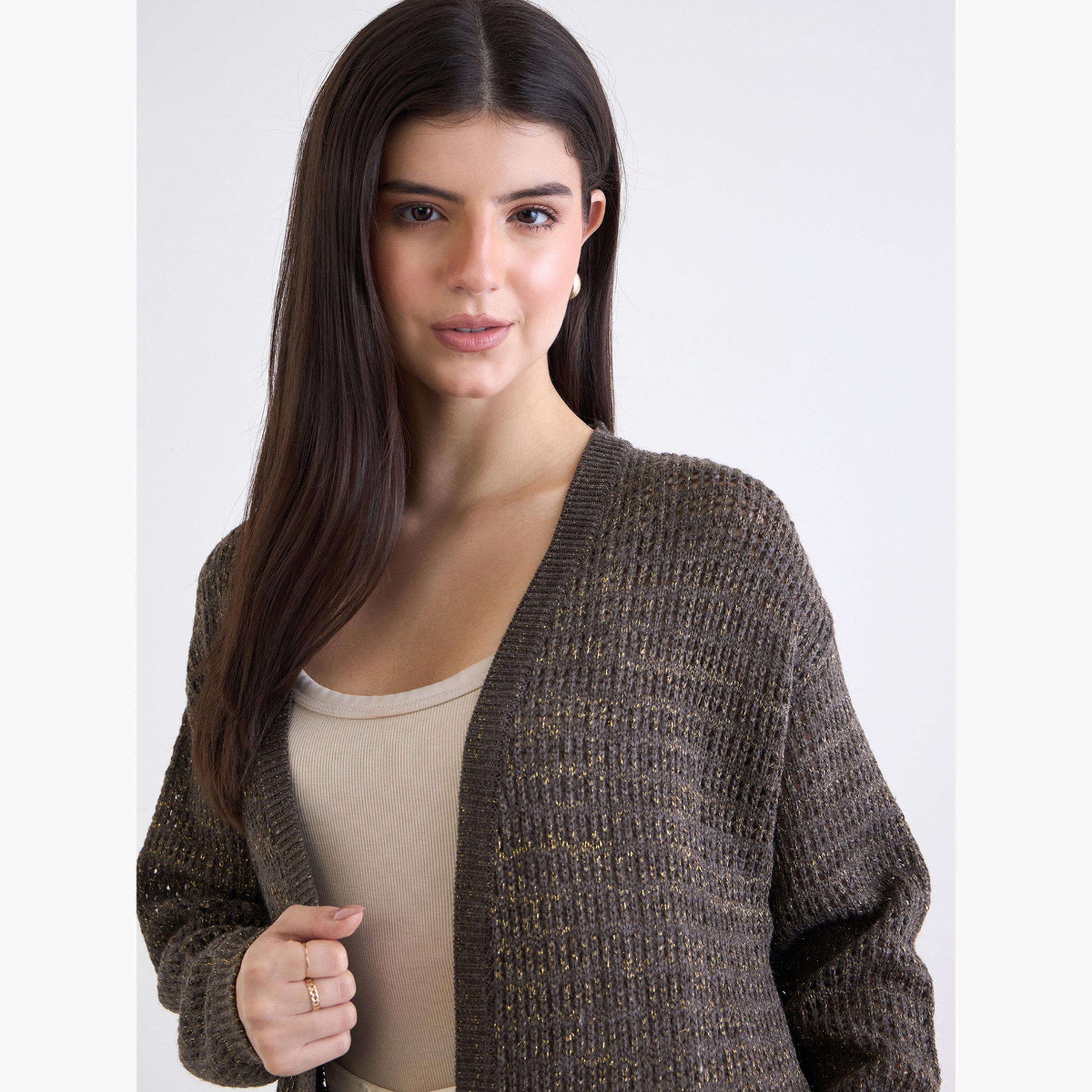 ستايلي - كارديغان طويل محبوك لون بني-women-clothing-cardigansandjumpers-cardigans-image-4