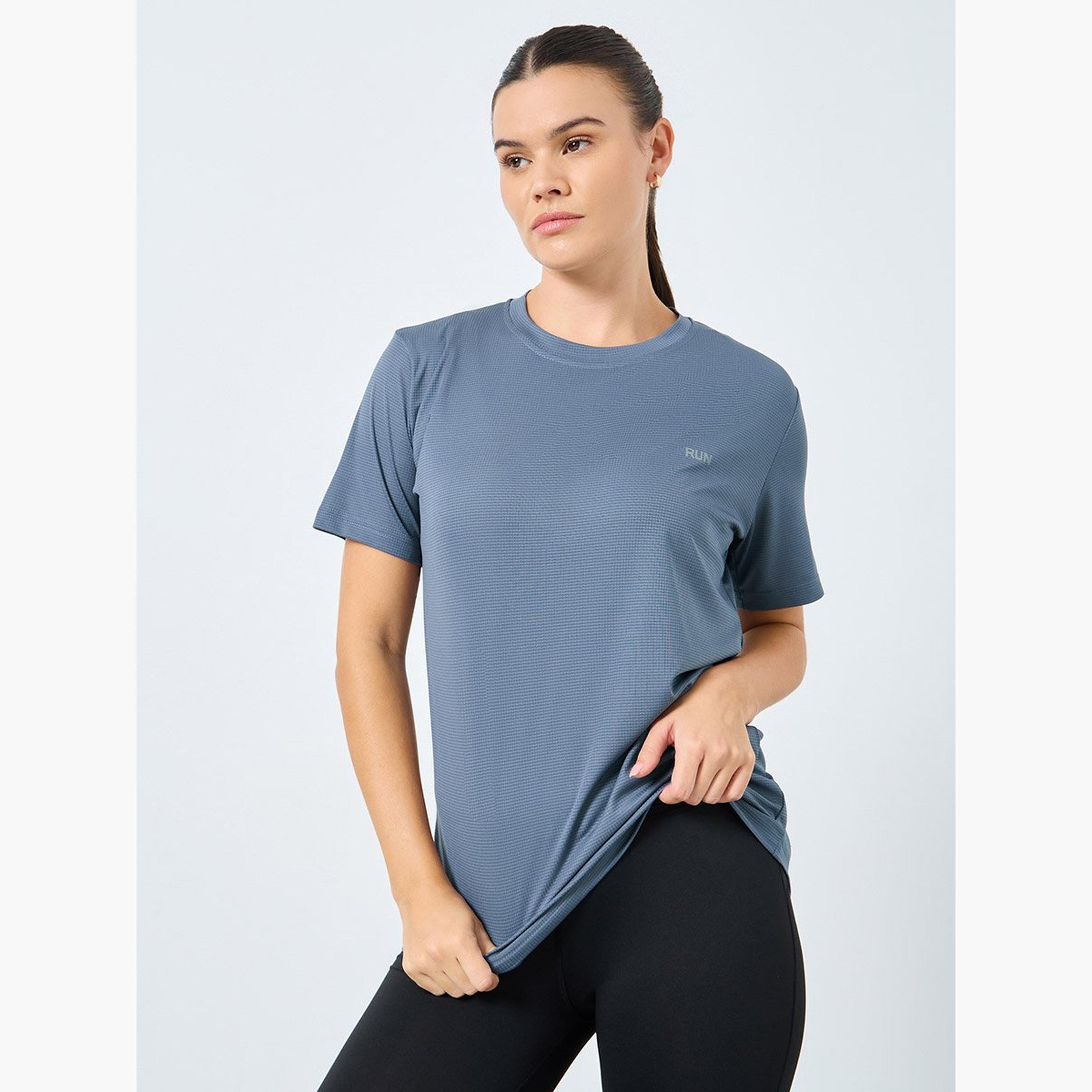 Styli Reflective Text Basic Short Sleeves Top-women-clothing-sportswearandactivewear-tshirtsandvests-image-1