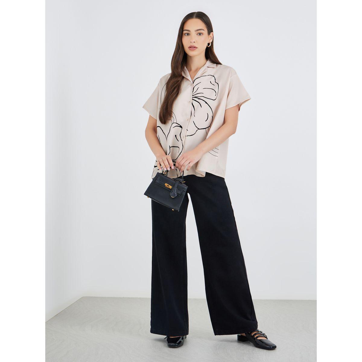 Styli Floral Print Short Sleeve Oversized Shirt-women-clothing-shirtsandblouses-shirts-image-2