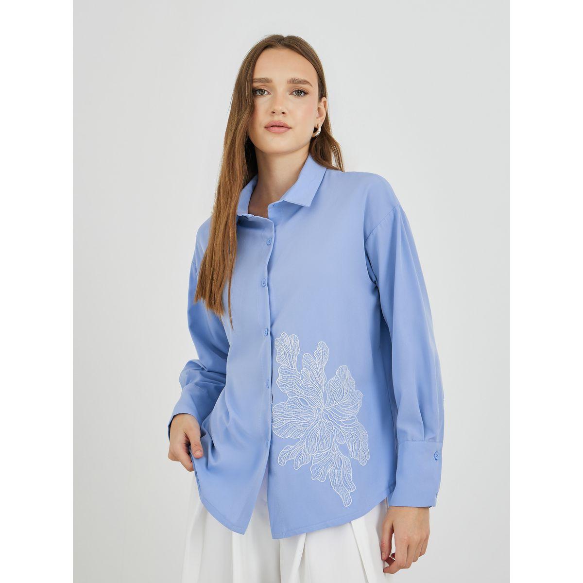 Styli Floral Embroidered Long Sleeve Oversized Shirt-women-clothing-shirtsandblouses-shirts-image-1