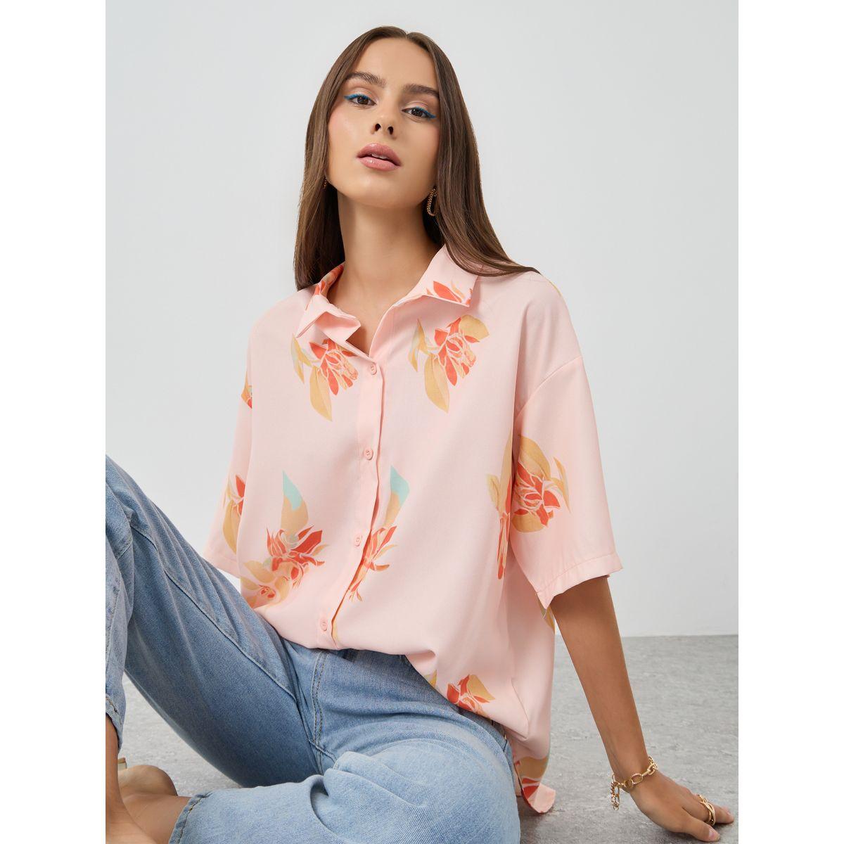 Styli Printed Short Sleeve Oversized Shirt-women-clothing-shirtsandblouses-shirts-image-1