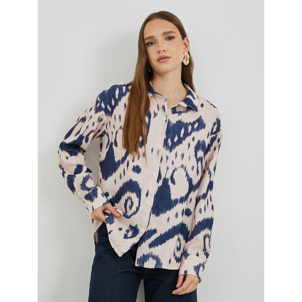 Styli Printed Spread Collar Oversized Shirt-women-clothing-shirtsandblouses-shirts-image-1