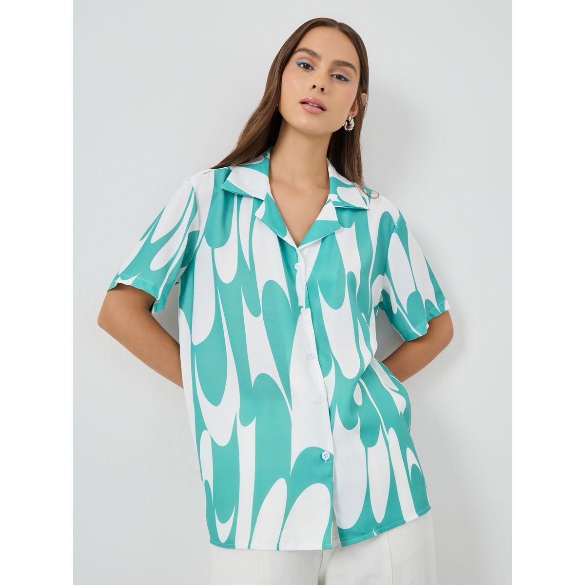 Styli Printed Short Sleeve Regular Fit Shirt-women-clothing-shirtsandblouses-shirts-image-1