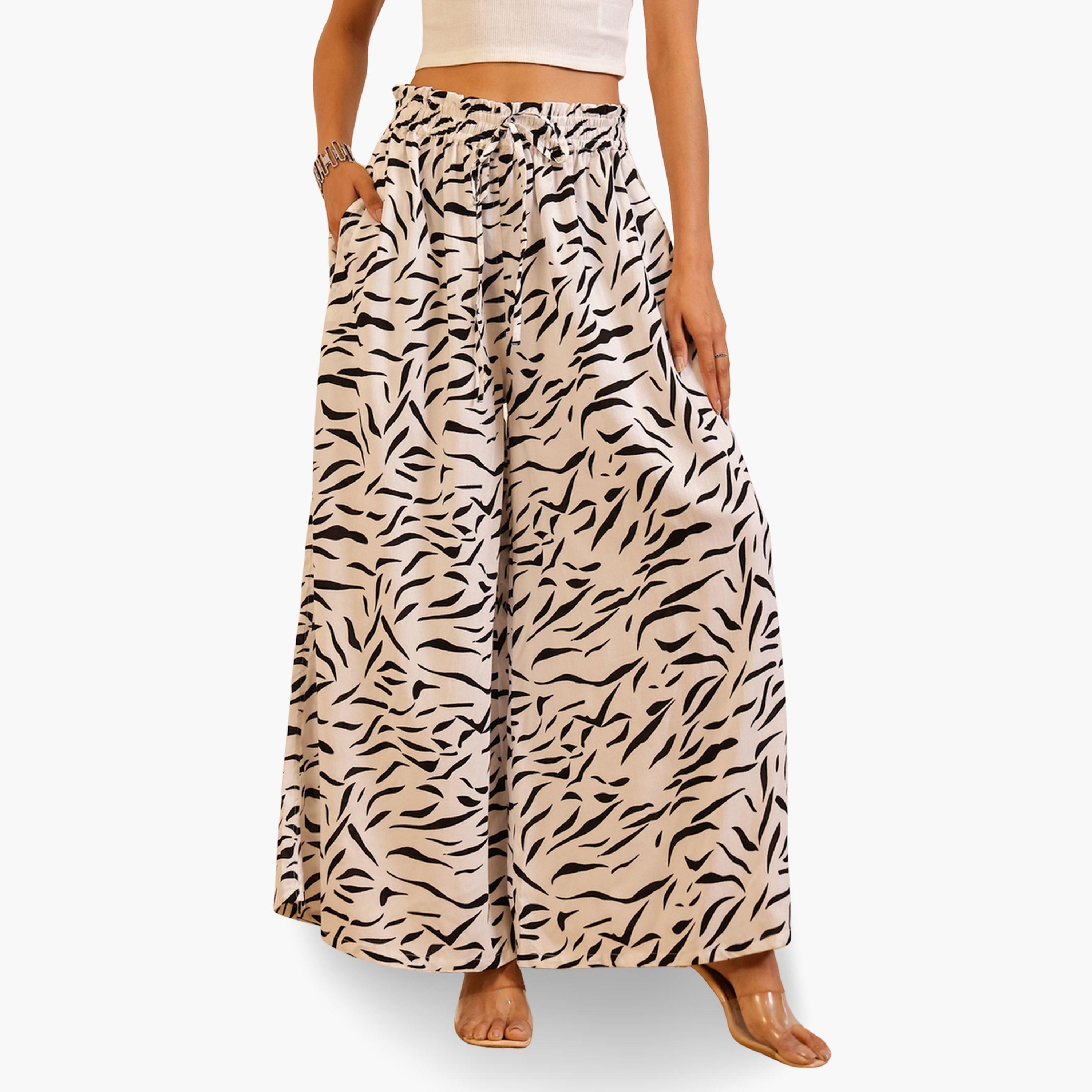 بنطال نسائي بأرجل واسعة وطبعة زيبرا-women-clothing-ethnicwear-bottoms-palazzos-image-1