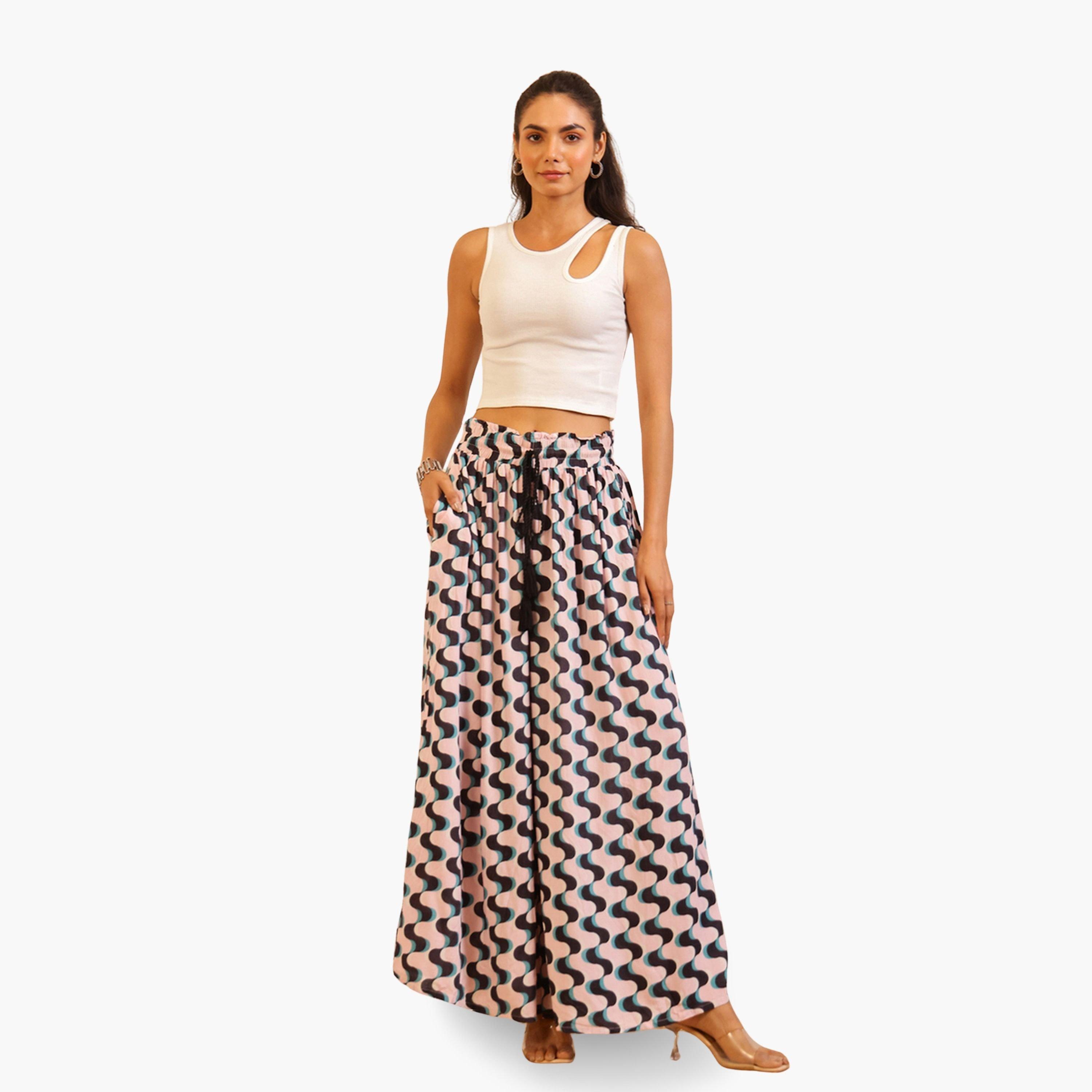 Sanskrutihomes Women Patterned Palazzo Pants with Drawstring-women-clothing-ethnicwear-bottoms-palazzos-image-2