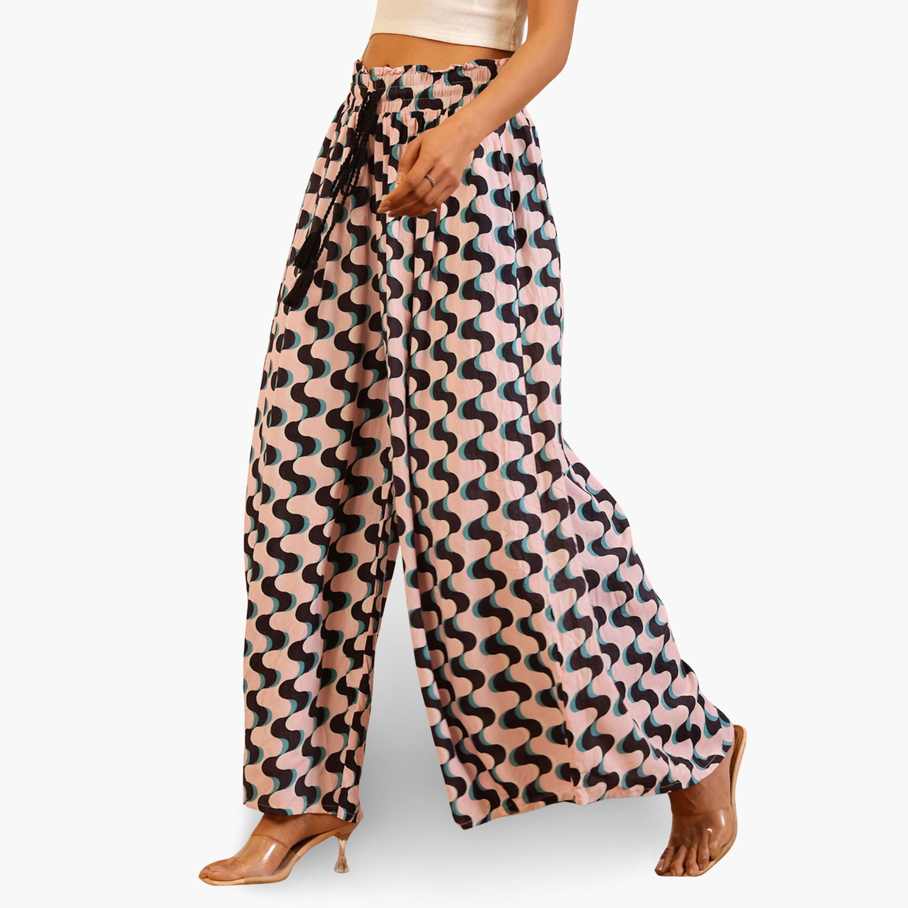 Sanskrutihomes Women Patterned Palazzo Pants with Drawstring-women-clothing-ethnicwear-bottoms-palazzos-image-4