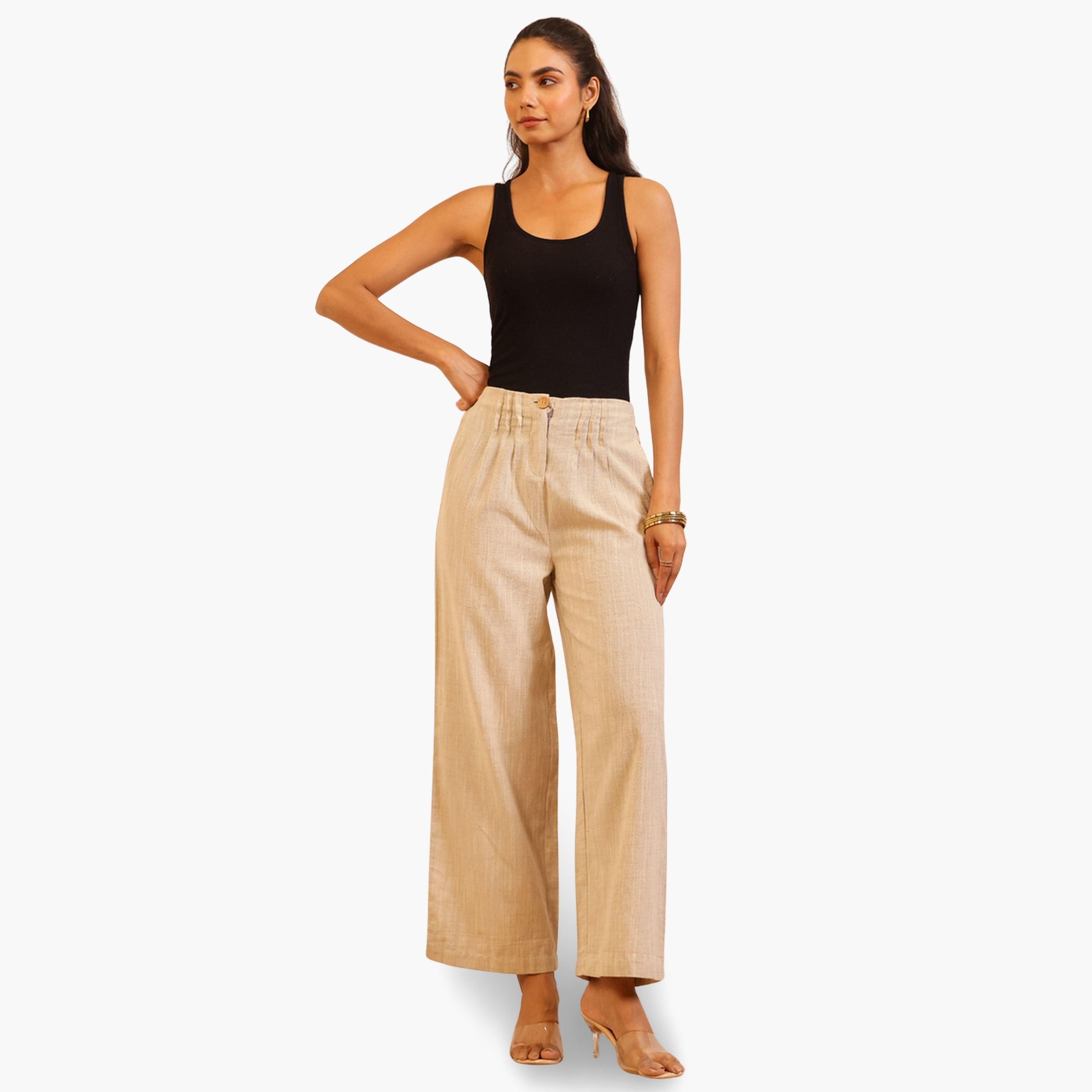 بنطال نسائي لينن بأرجل واسعة-women-clothing-bottoms-joggers-image-2