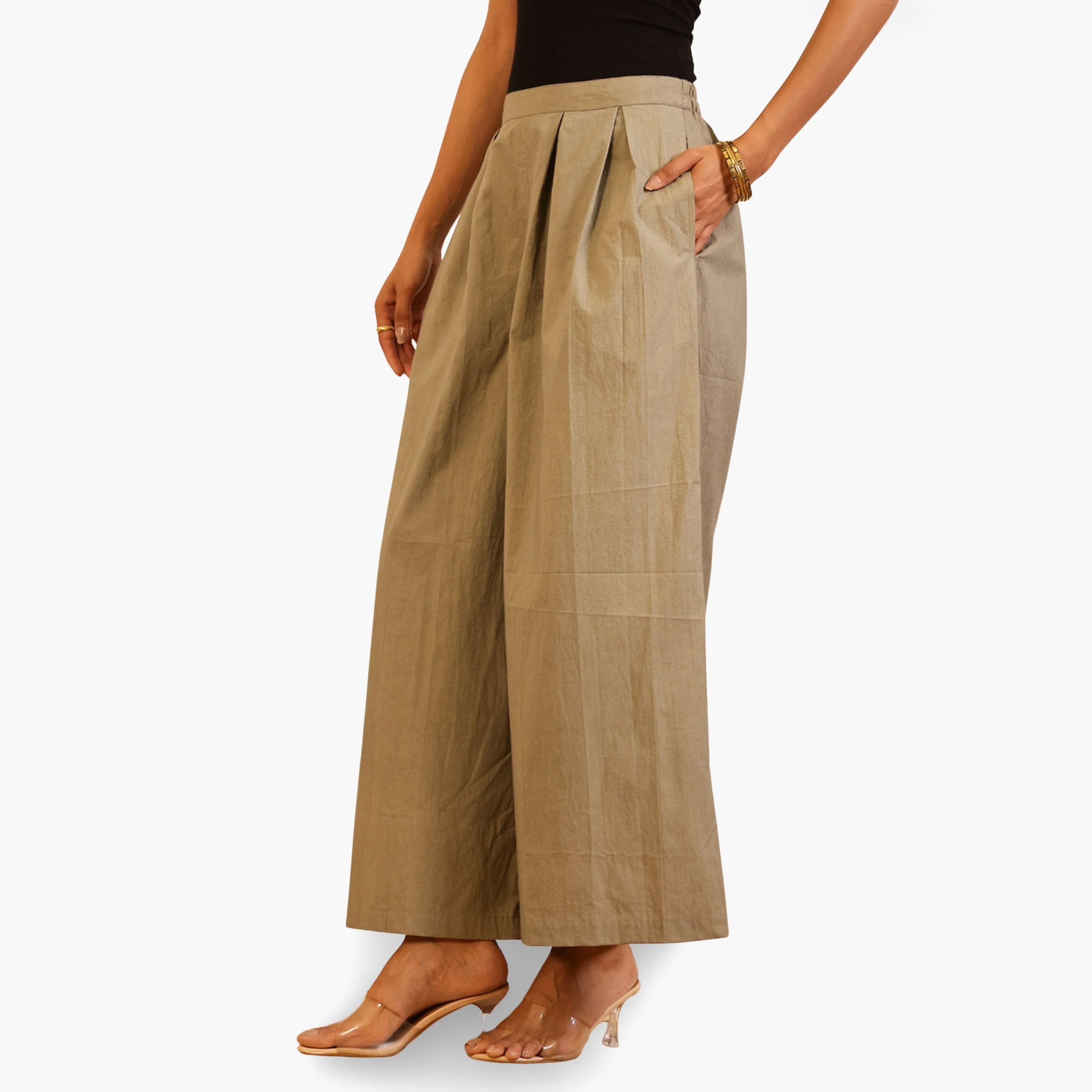 بنطال نسائي بكسرات وأرجل واسعة-women-clothing-bottoms-joggers-image-1