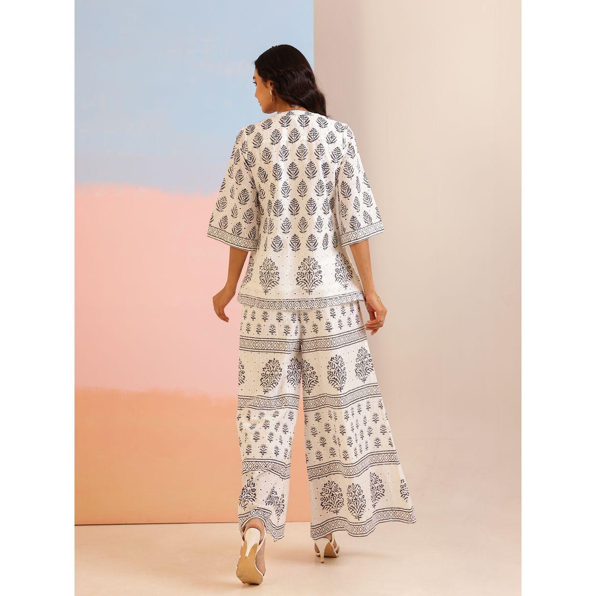 Sanskrutihomes Floral Printed Cotton Top and Pants Co-Ords-women-clothing-coordsets-image-2