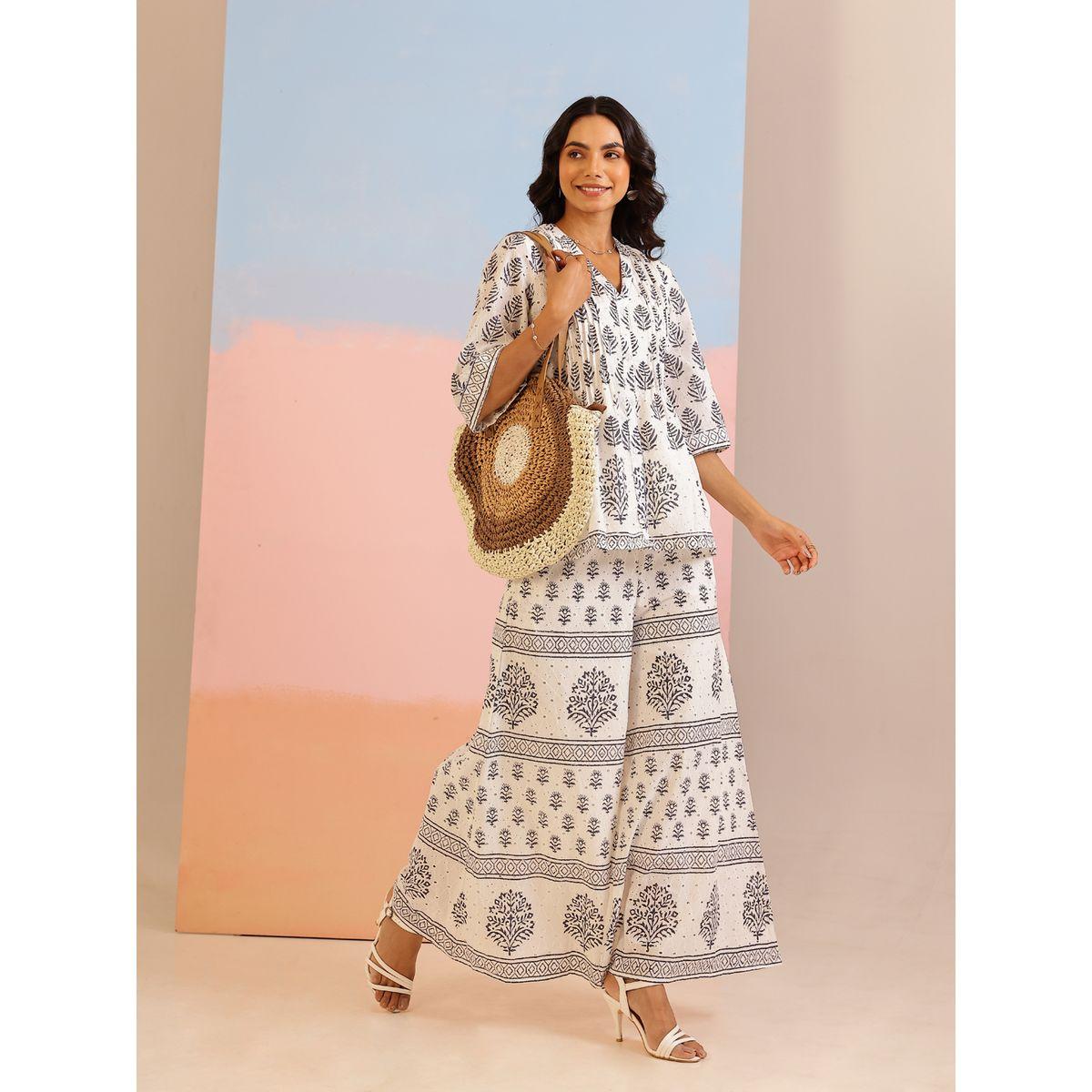Sanskrutihomes Floral Printed Cotton Top and Pants Co-Ords-women-clothing-coordsets-image-4