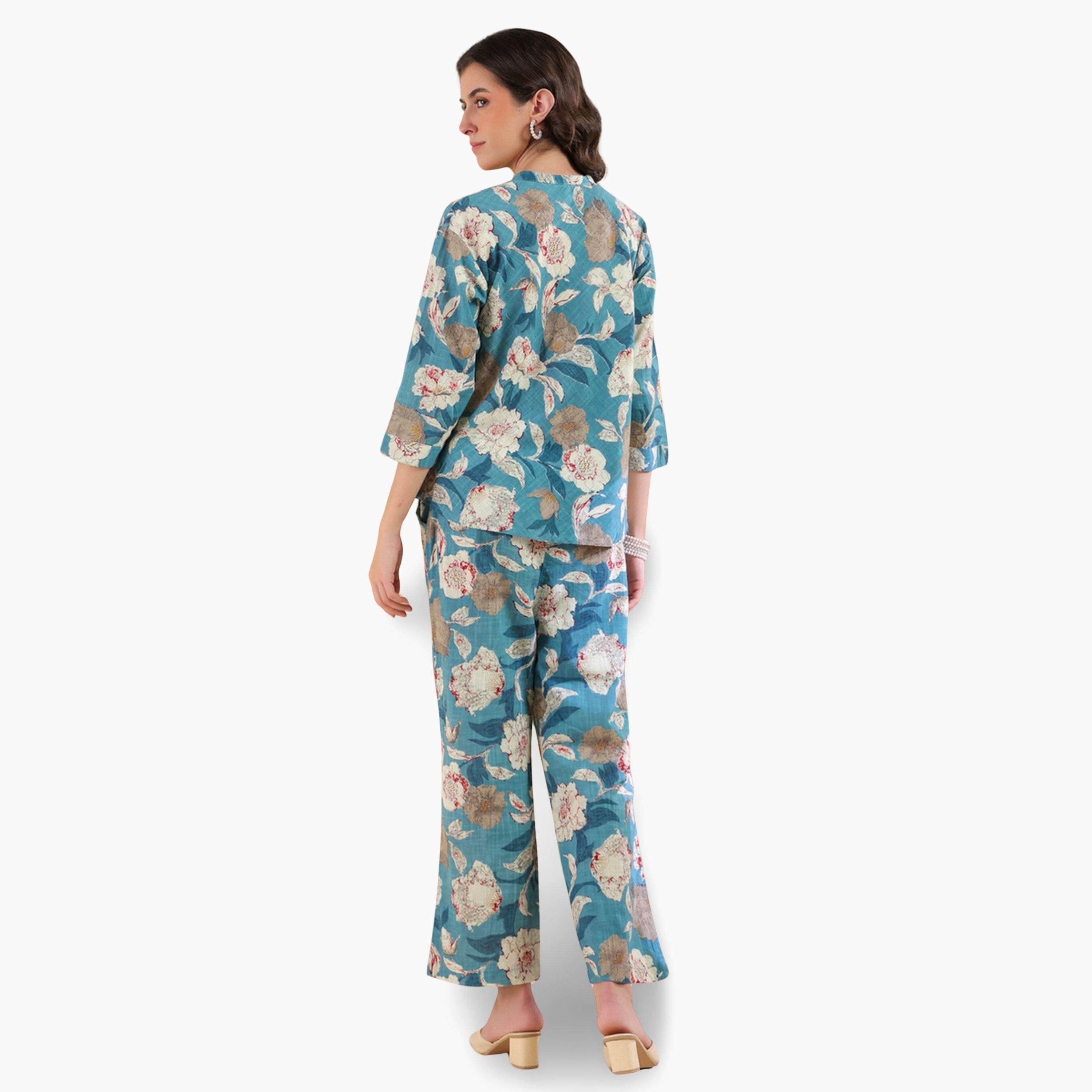 طقم نسائي من بلوزة بياقة ماندارين وبنطال-women-clothing-coordsets-image-2